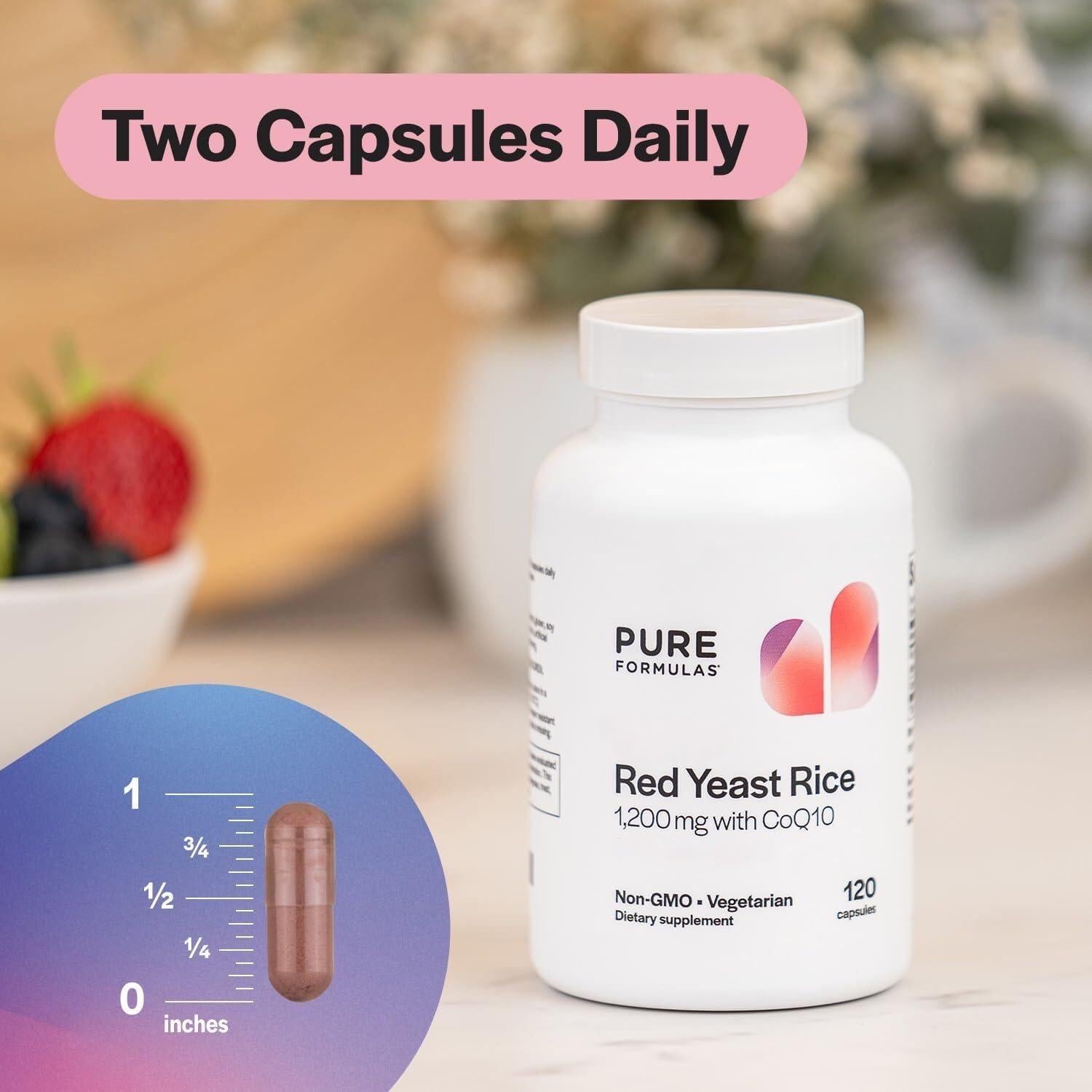 Suplemento Arroz de Levadura Roja PureFormulas 1200mg CoQ10 100mg