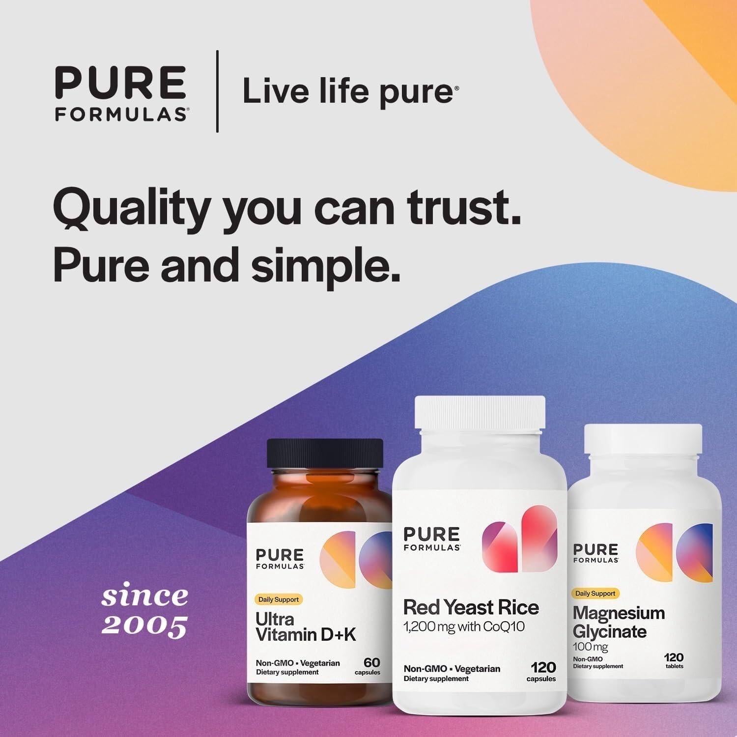 Suplemento Arroz de Levadura Roja PureFormulas 1200mg CoQ10 100mg