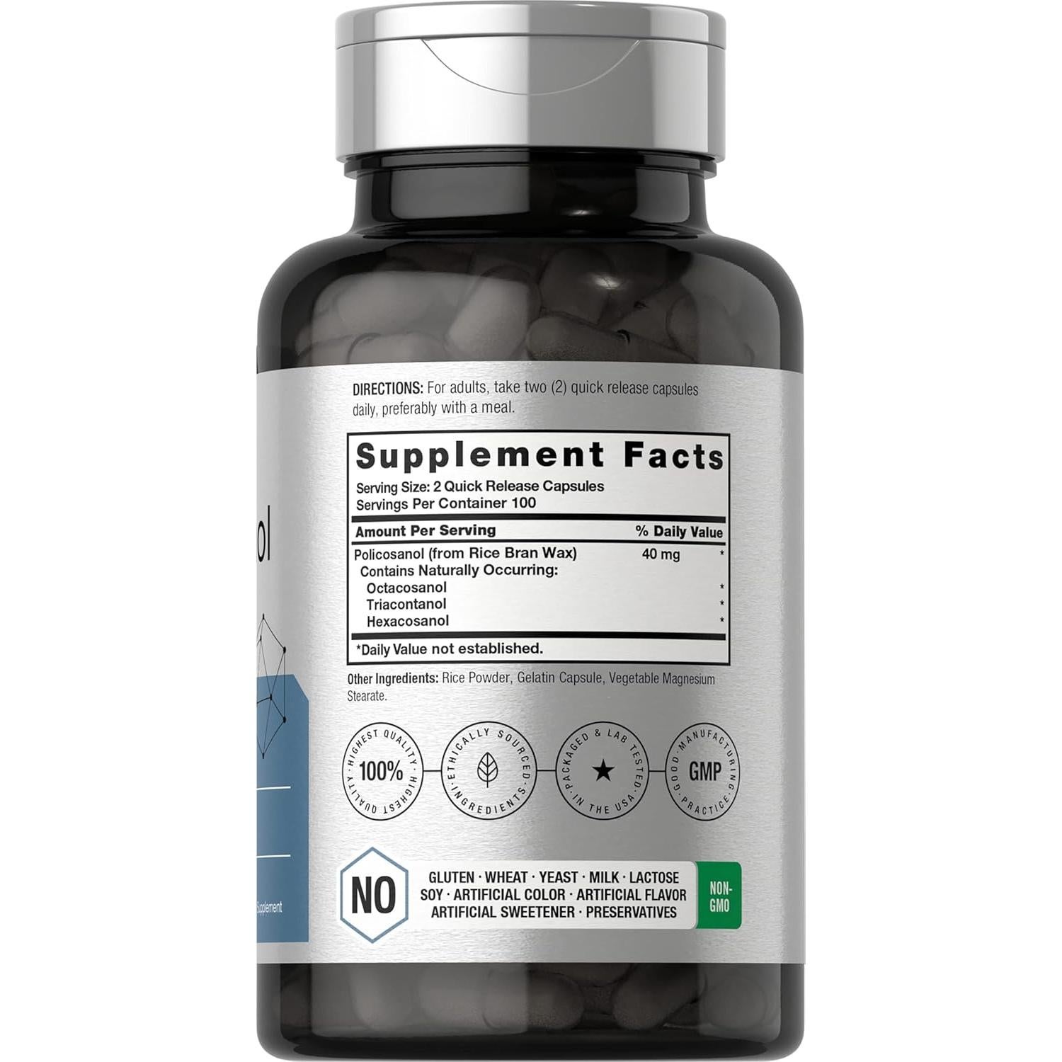 Policosanol Horbäch 40mg - 200 Cápsulas Sin OGM y Gluten