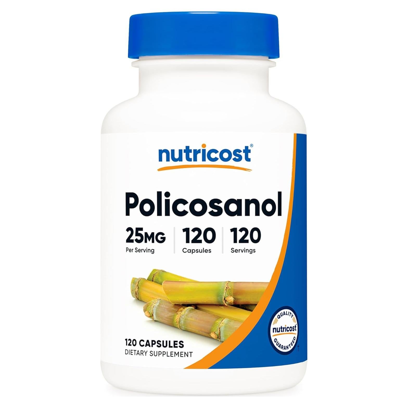 Suplemento Policosanol Nutricost 25mg 120 Cápsulas Vegetarianas
