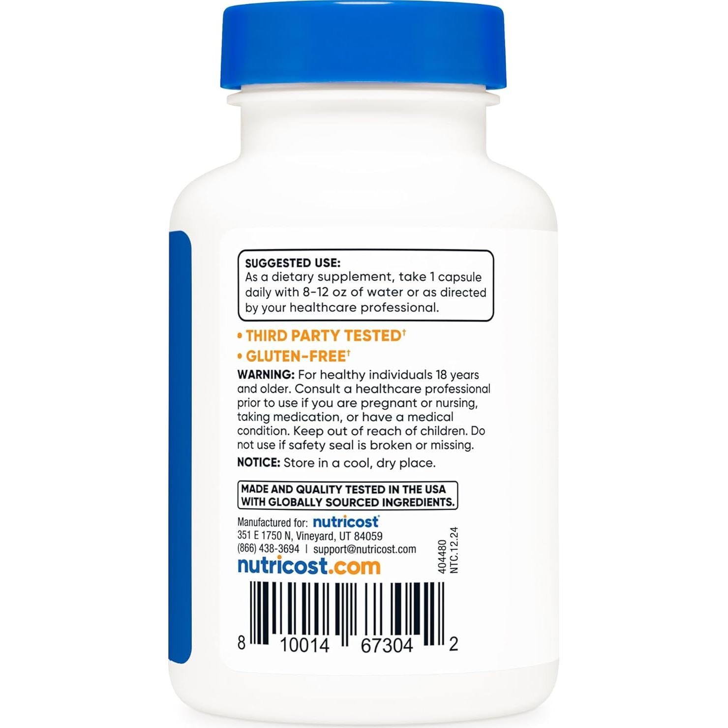 Suplemento Policosanol Nutricost 25mg 120 Cápsulas Vegetarianas