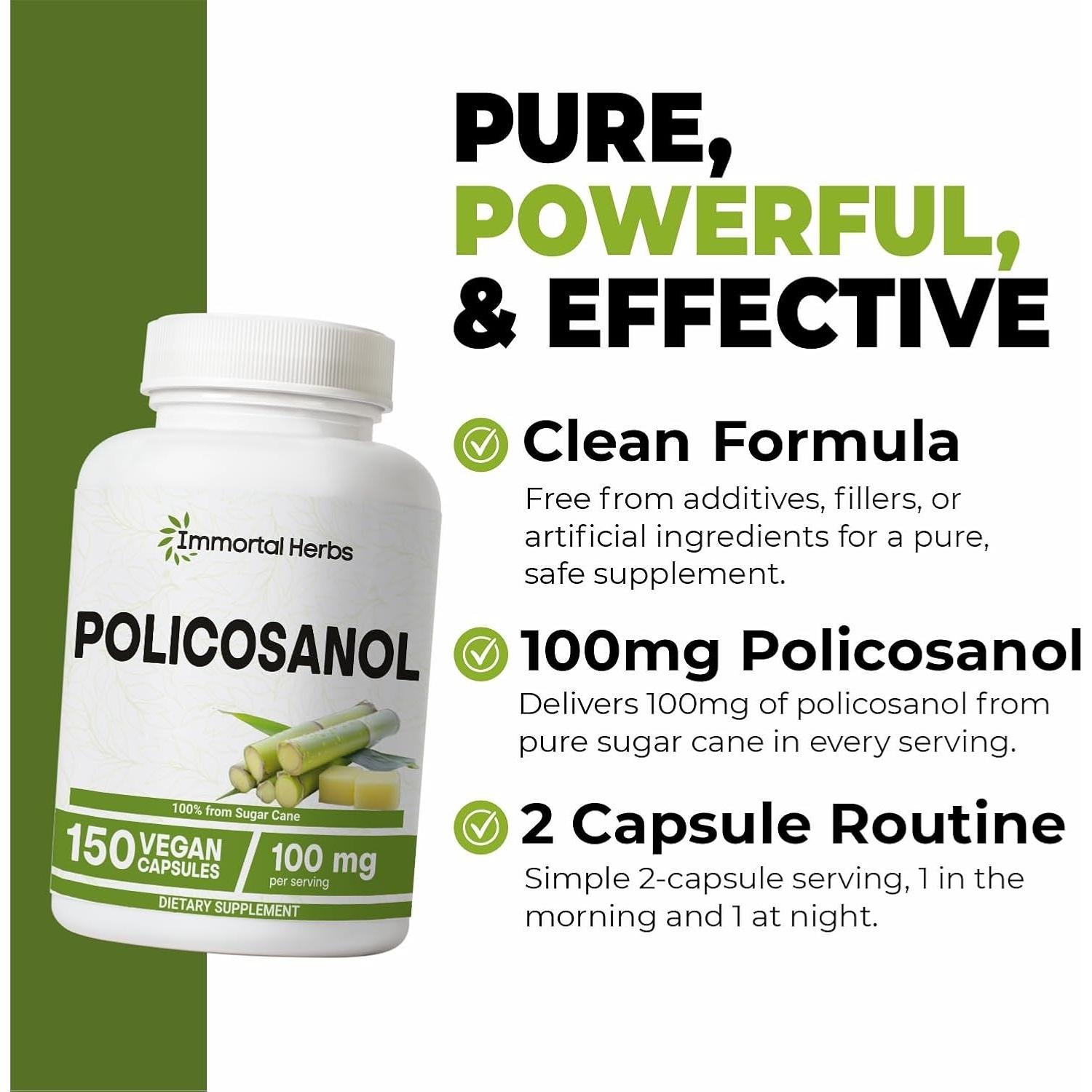 Cápsulas de Policosanol 100mg Immortal Herbs - 150 Píldoras