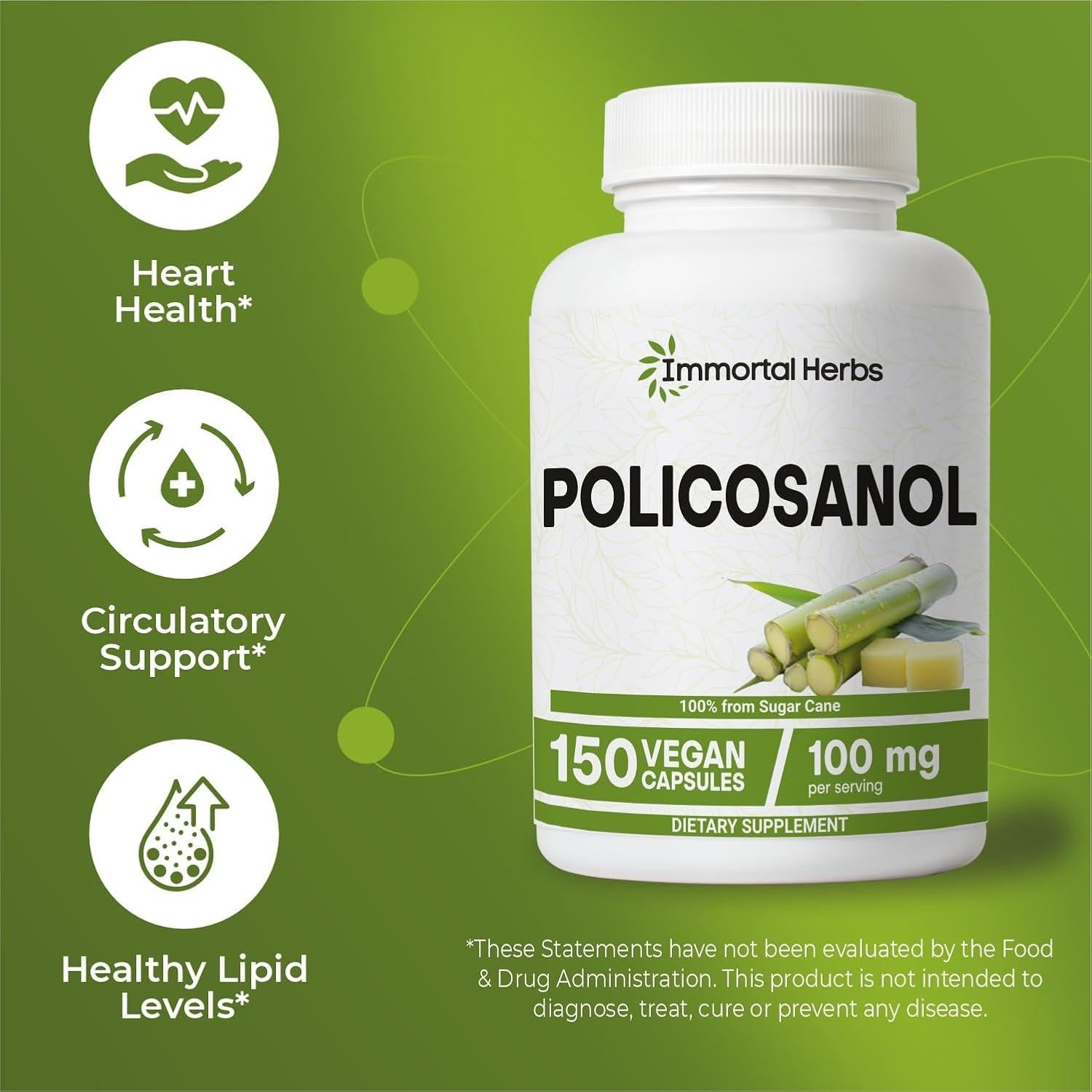 Cápsulas de Policosanol 100mg Immortal Herbs - 150 Píldoras