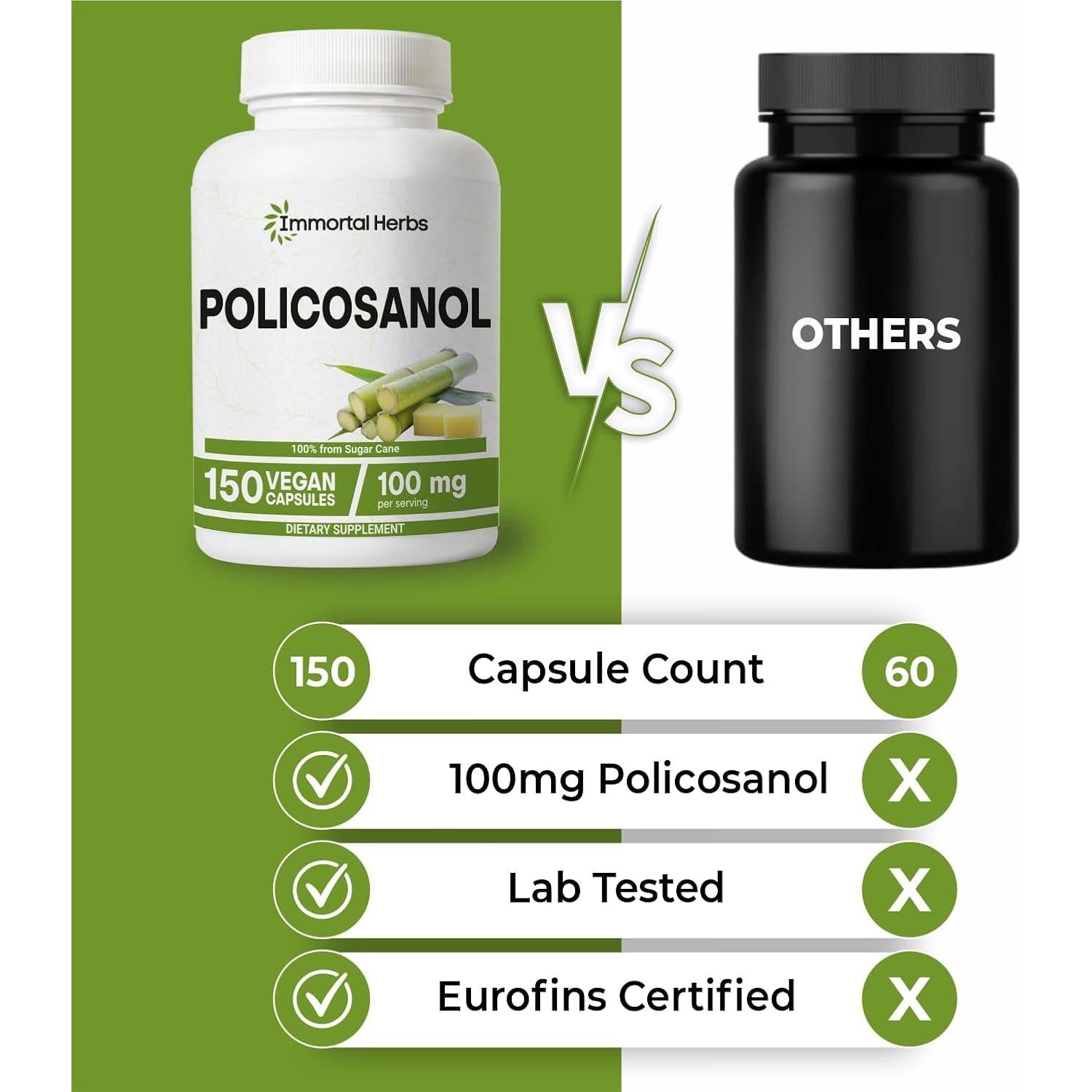 Cápsulas de Policosanol 100mg Immortal Herbs - 150 Píldoras