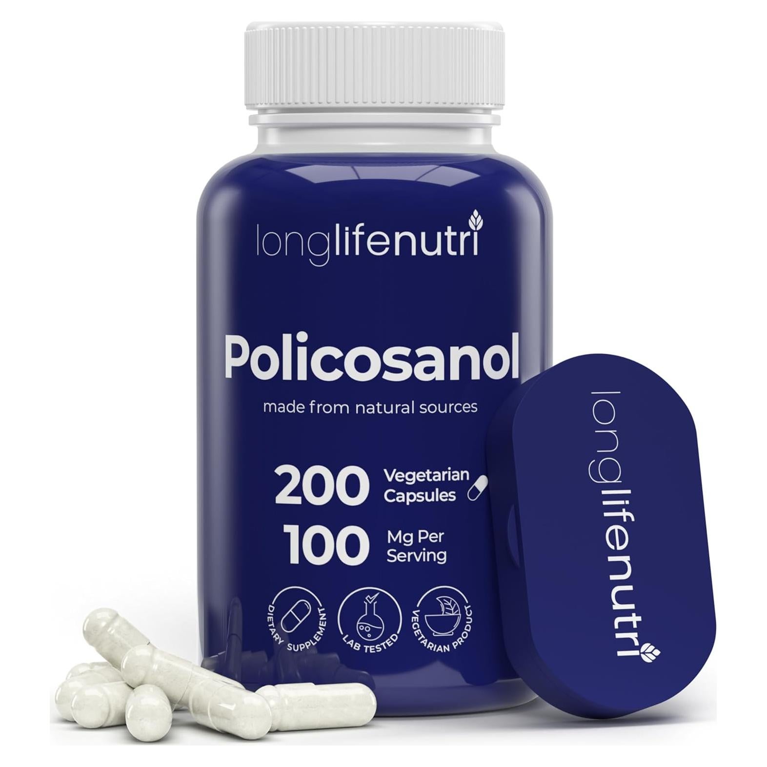 LongLifeNutri Policosanol 100mg - 200 Cápsulas Vegetarianas