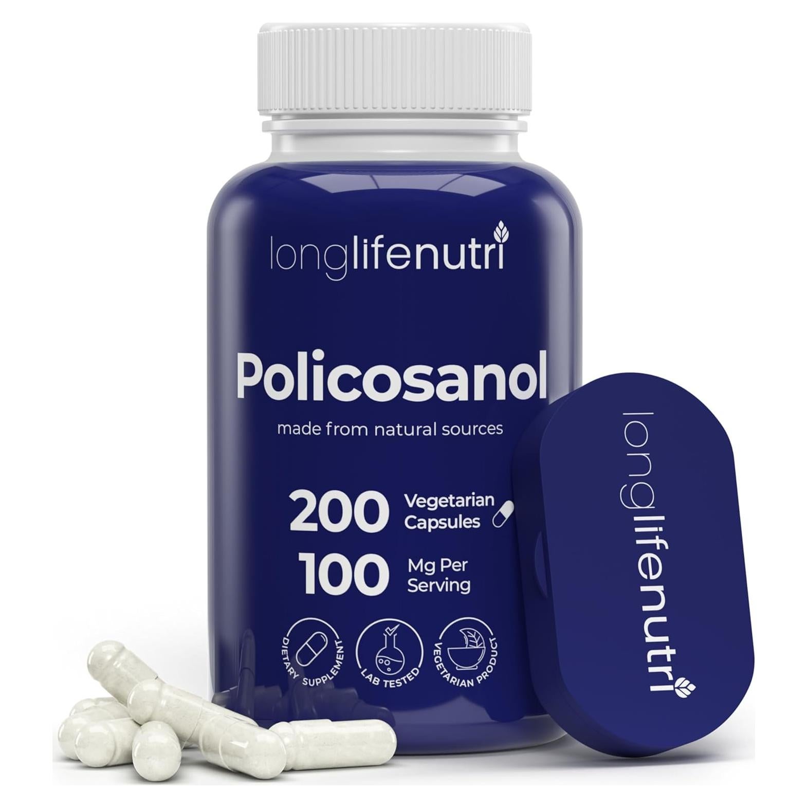 LongLifeNutri Policosanol 100mg - 200 Cápsulas Vegetarianas
