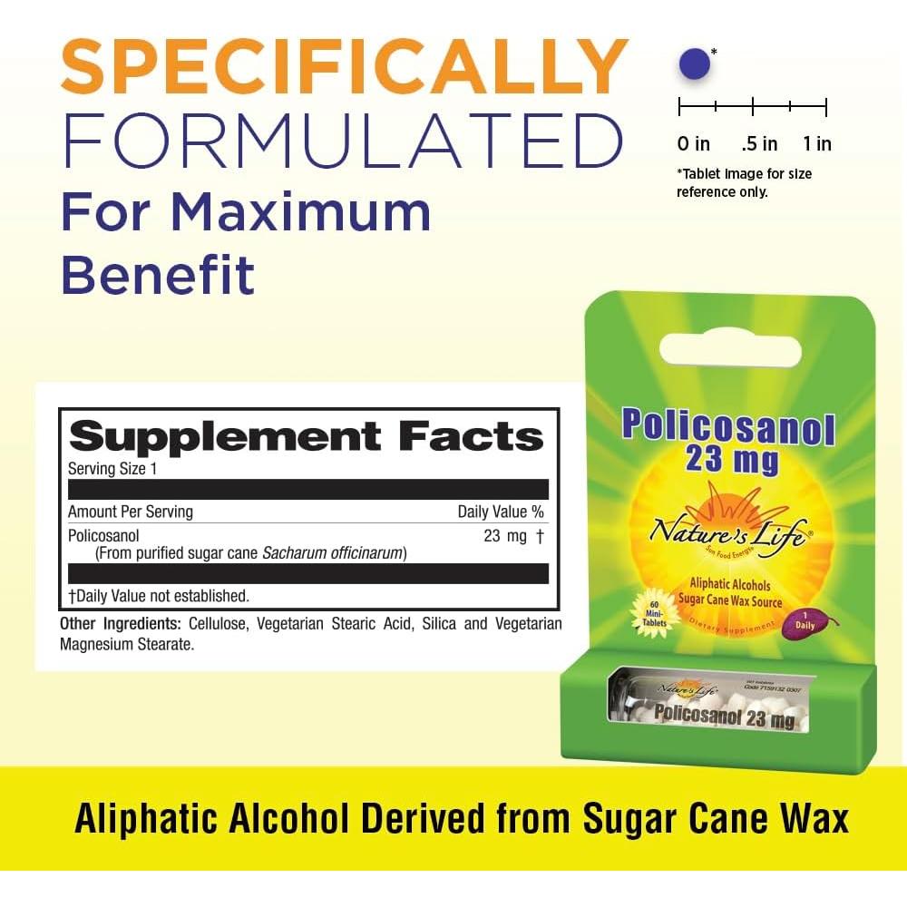 Policosanol 23mg Nature's Life | Salud Cardiovascular 60 Tabletas