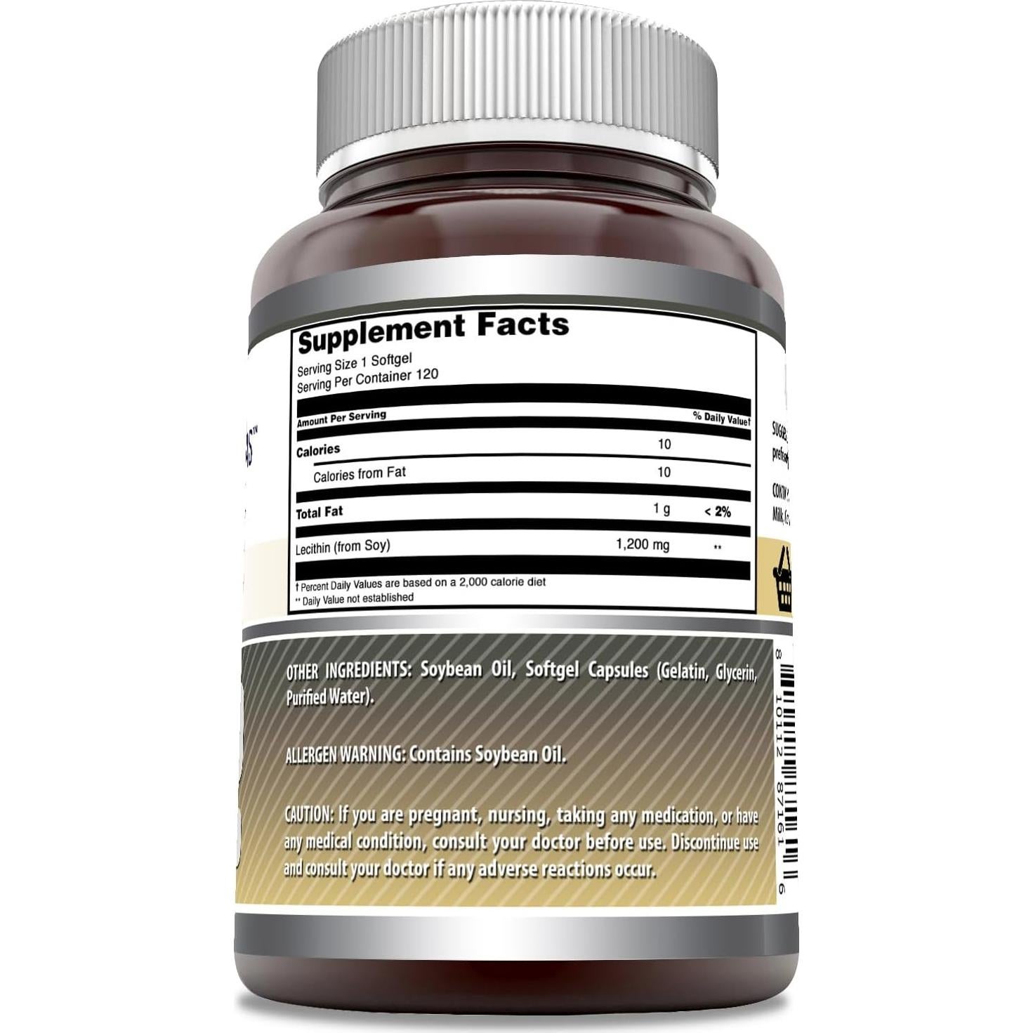 Suplemento de Lecitina 1200 mg Nutrición Asombrosa 120 Cápsulas