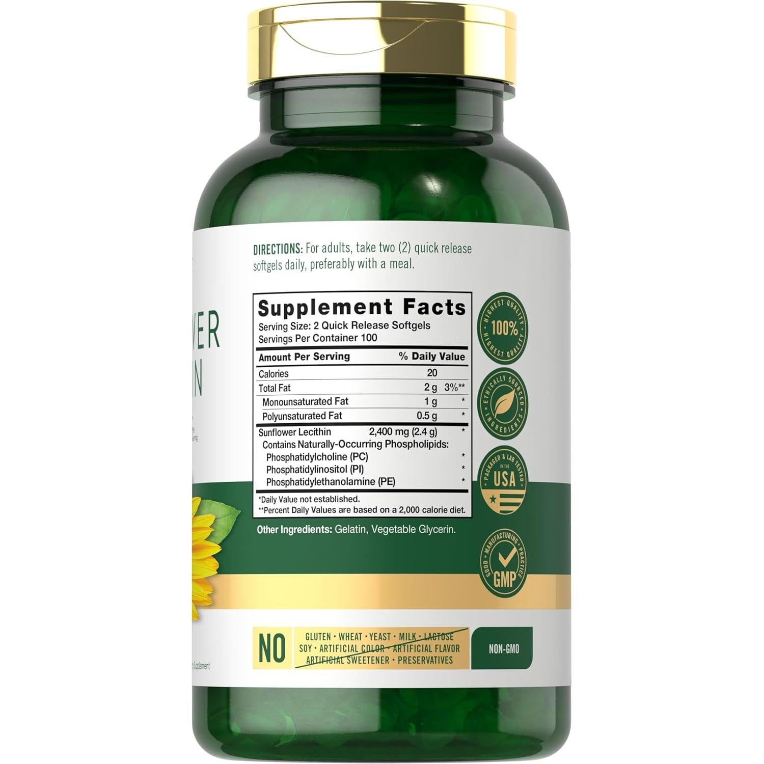 Cápsulas de Lecitina de Girasol Carlyle 2400mg 200 Unidades