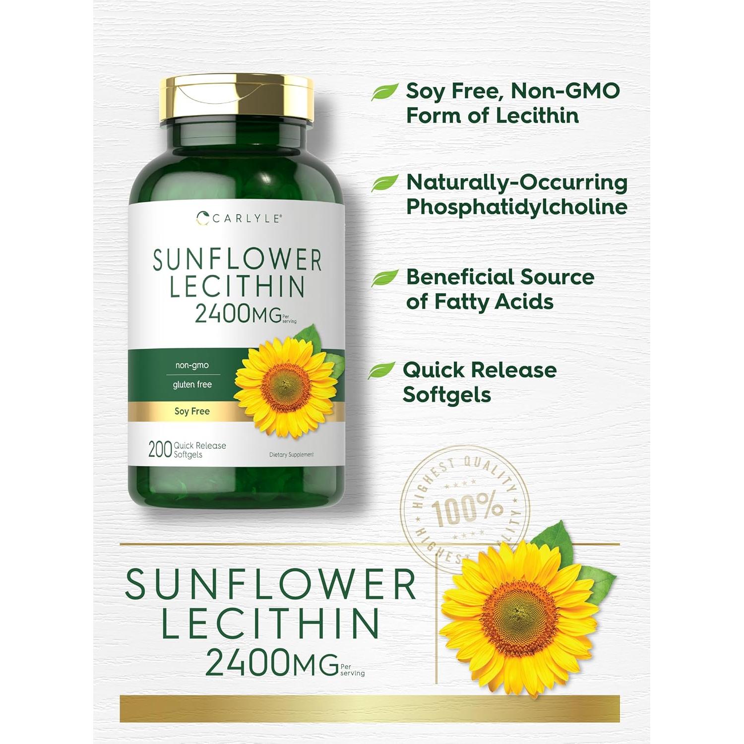 Cápsulas de Lecitina de Girasol Carlyle 2400mg 200 Unidades