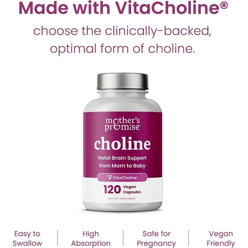 Suplemento de Colina Prenatal 550mg VitaCholine 120 Cápsulas