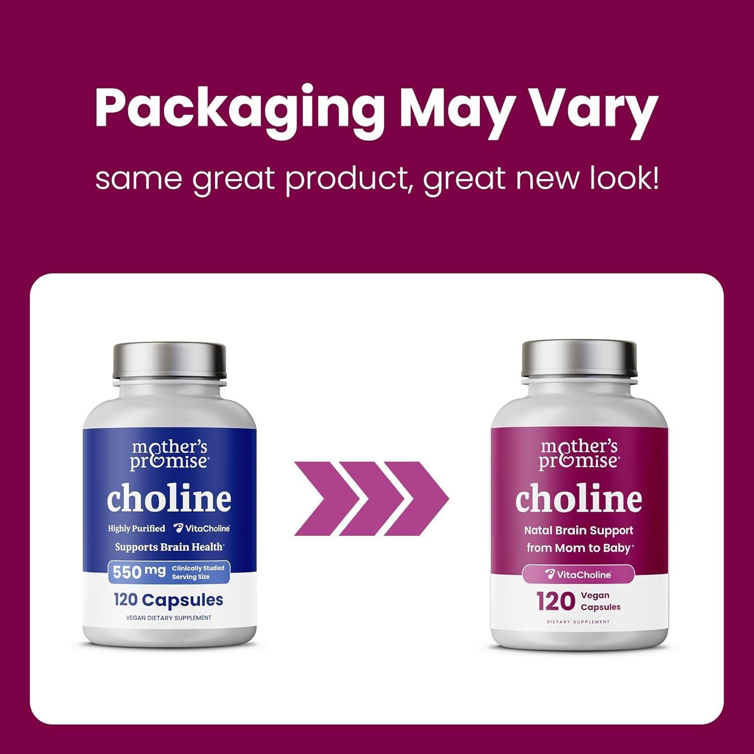 Suplemento de Colina Prenatal 550mg VitaCholine 120 Cápsulas