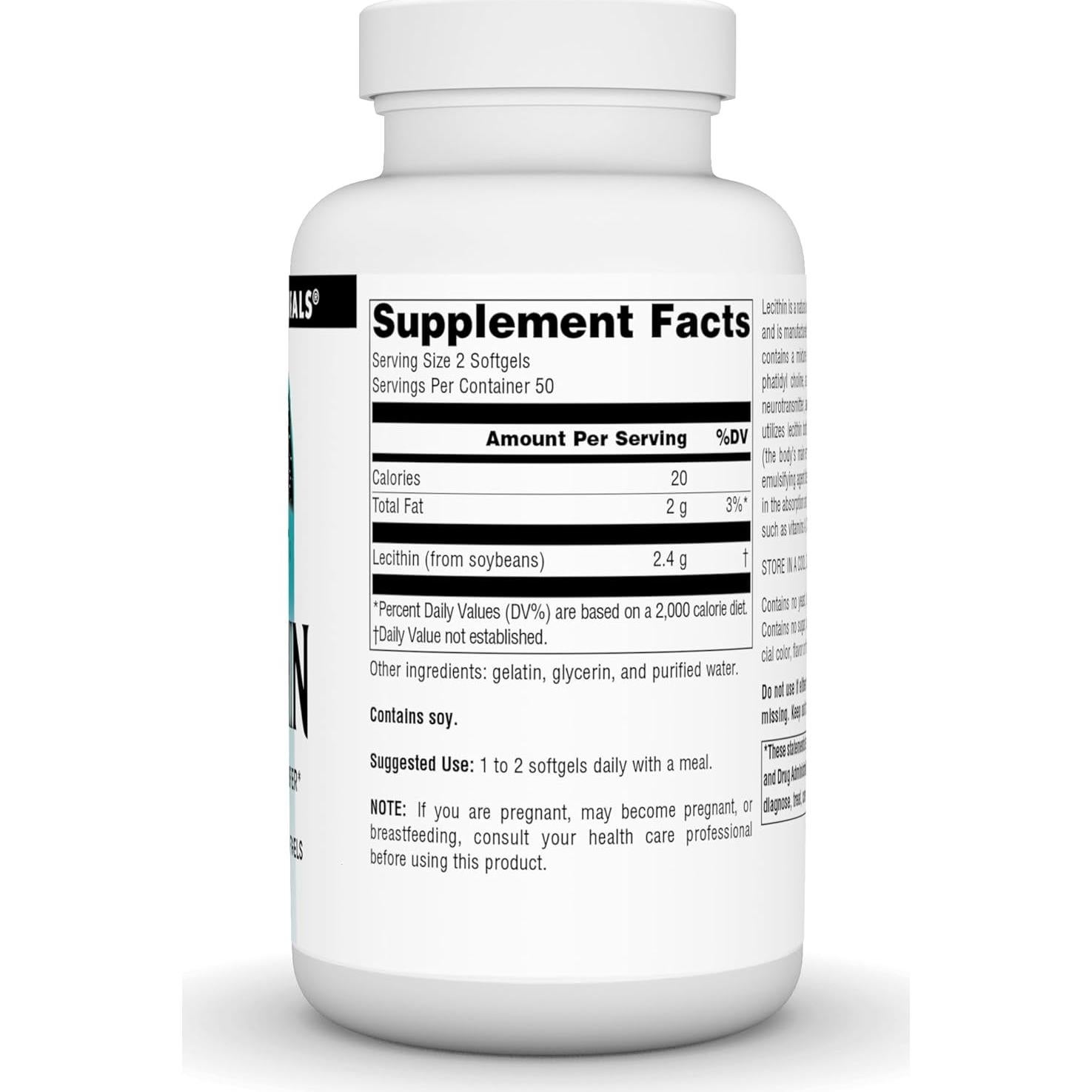 Lecitina 1200 mg Source Naturals - 100 Softgels Emulsificador