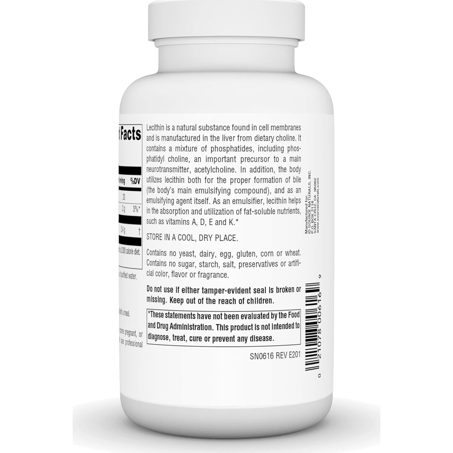 Lecitina 1200 mg Source Naturals - 100 Softgels Emulsificador