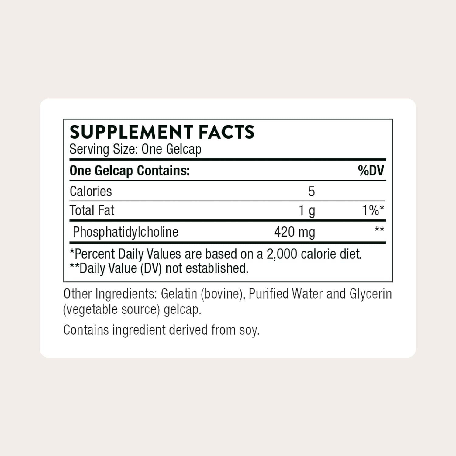 Colina Fosfatidil Thorne - 60 Gelcaps - Soporte Hepático