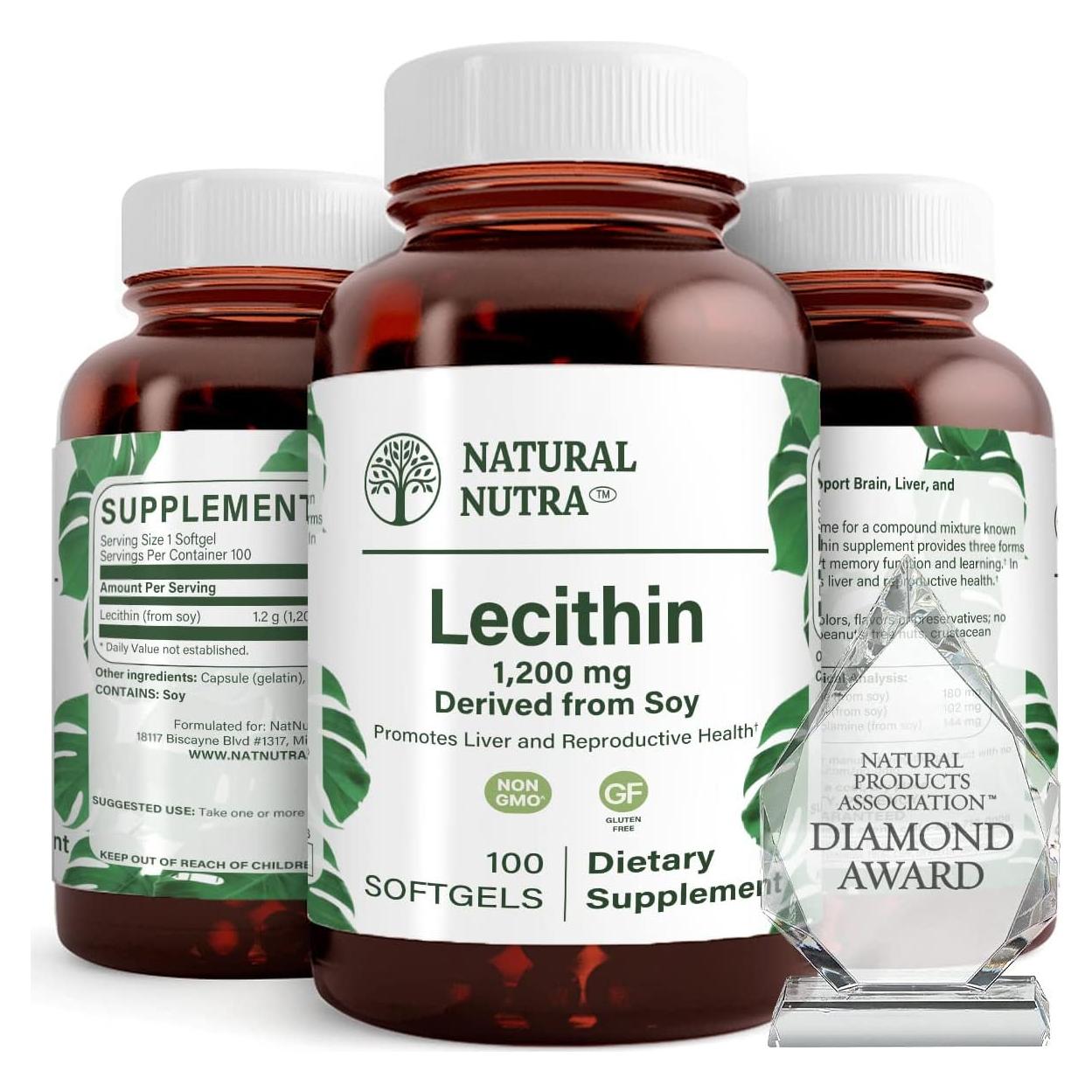 Suplemento de Lecitina de Soja Natural Nutra 1200 mg - 100 Cápsulas