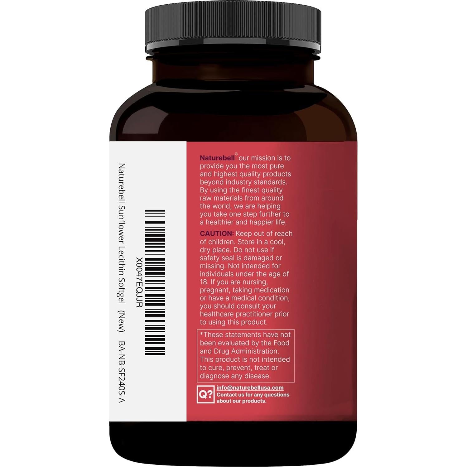 Lecitina de Girasol NatureBell 240 Gelatinas 2400mg Sin Soja