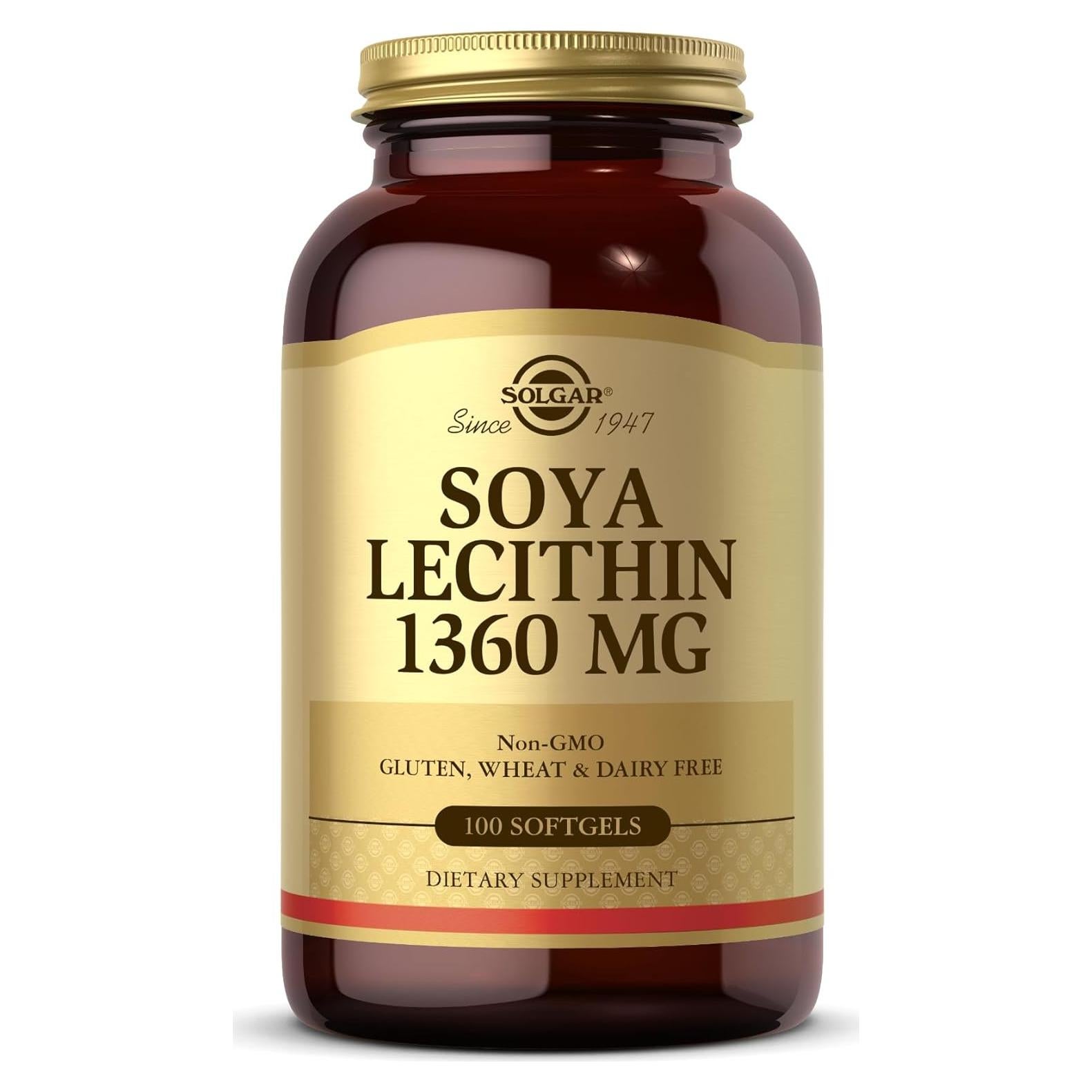 Lecitina de Soja Solgar 1360 mg - 100 Softgels Sin Gluten