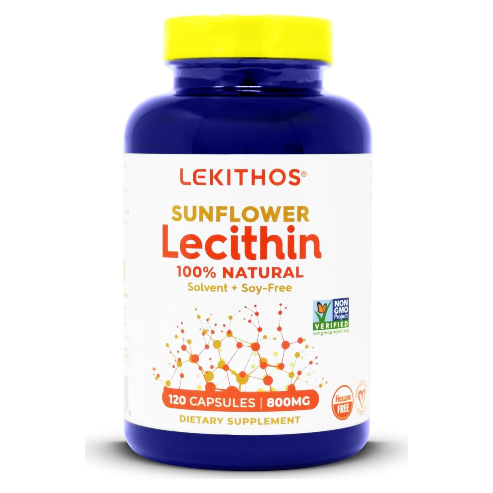 Lecitina de Girasol 100% Natural Lekithos 1600mg 120 Cápsulas