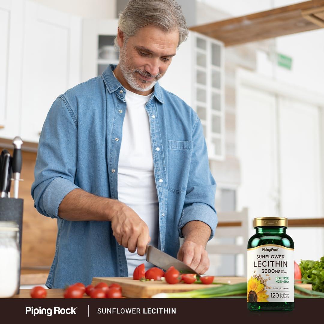 Cápsulas de Gel Suaves Piping Rock Lecitina de Girasol 3600 mg 120 Conteo