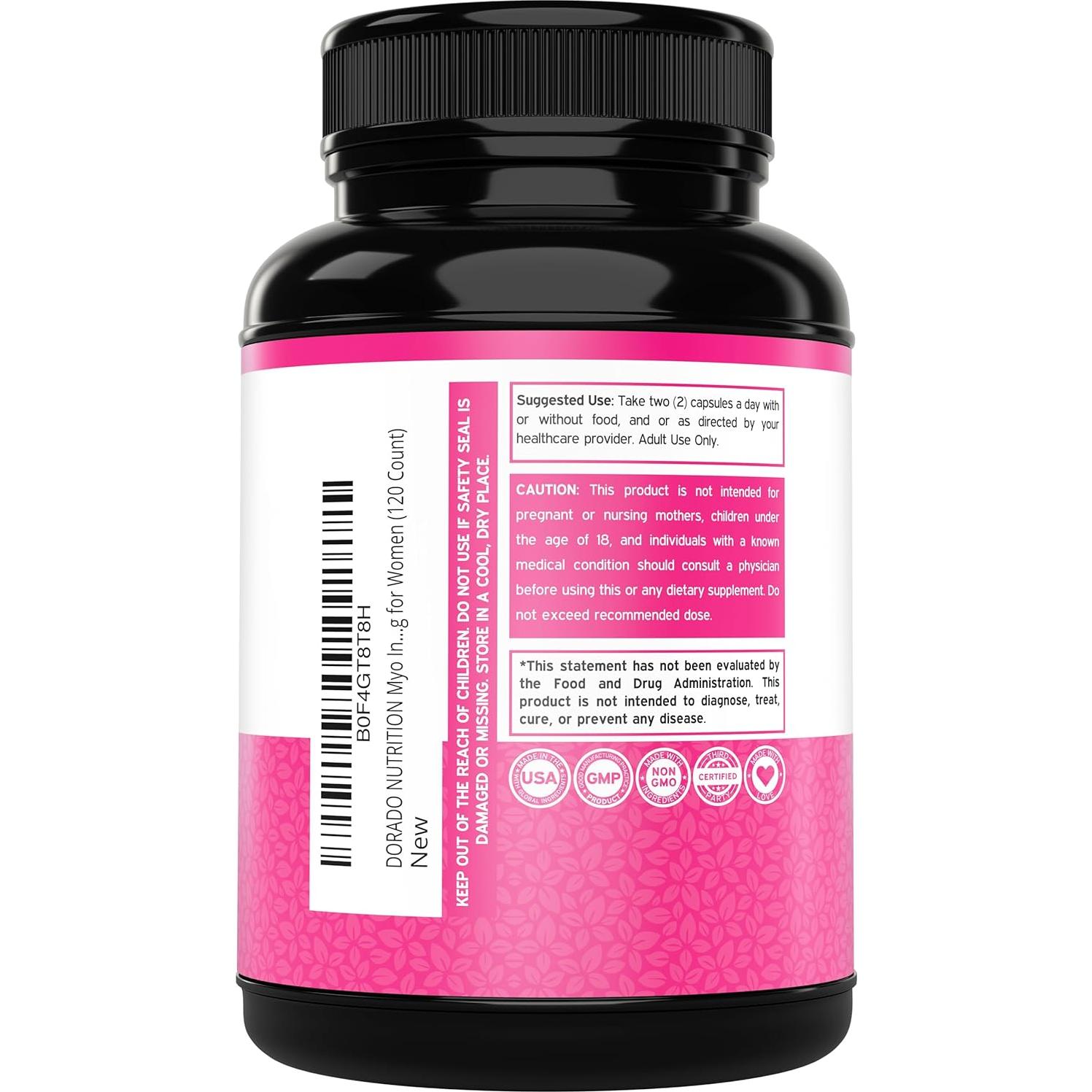 Cápsulas de Mio Inositol 1000mg Dorado Nutrition 120 Unidades