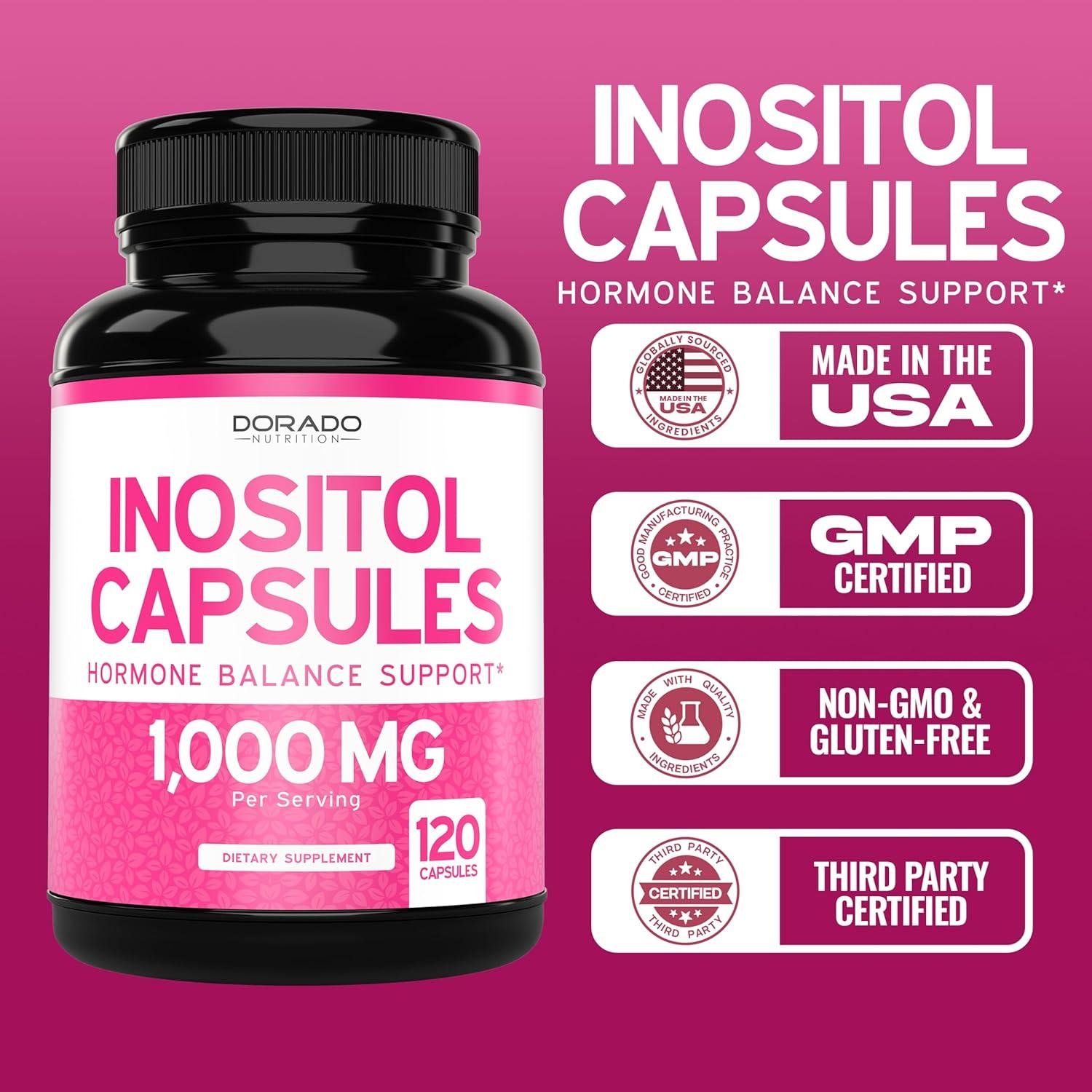 Cápsulas de Mio Inositol 1000mg Dorado Nutrition 120 Unidades