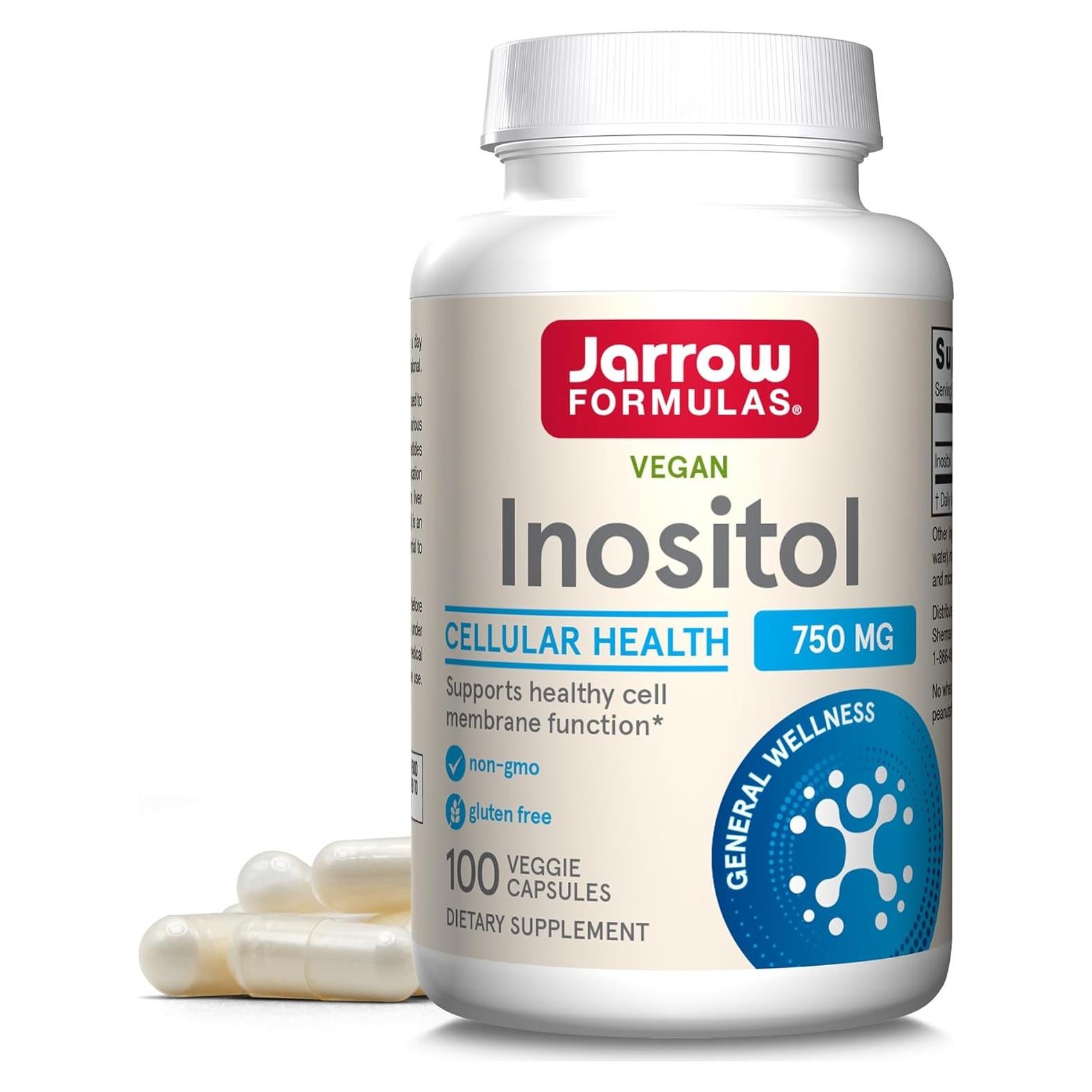 Suplemento de Inositol Jarrow Formulas 750 mg 100 Cápsulas