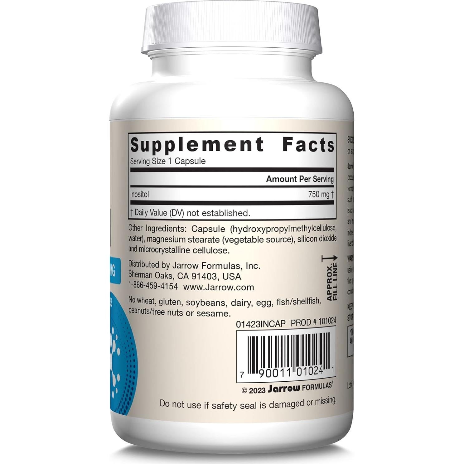 Suplemento de Inositol Jarrow Formulas 750 mg 100 Cápsulas