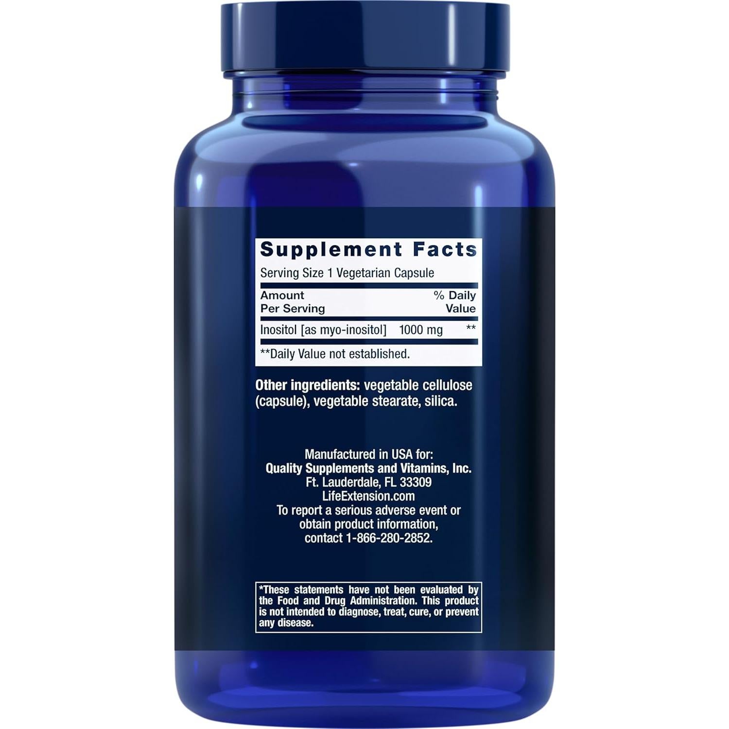 Cápsulas de Inositol Life Extension 1000 mg - 360 Unidades