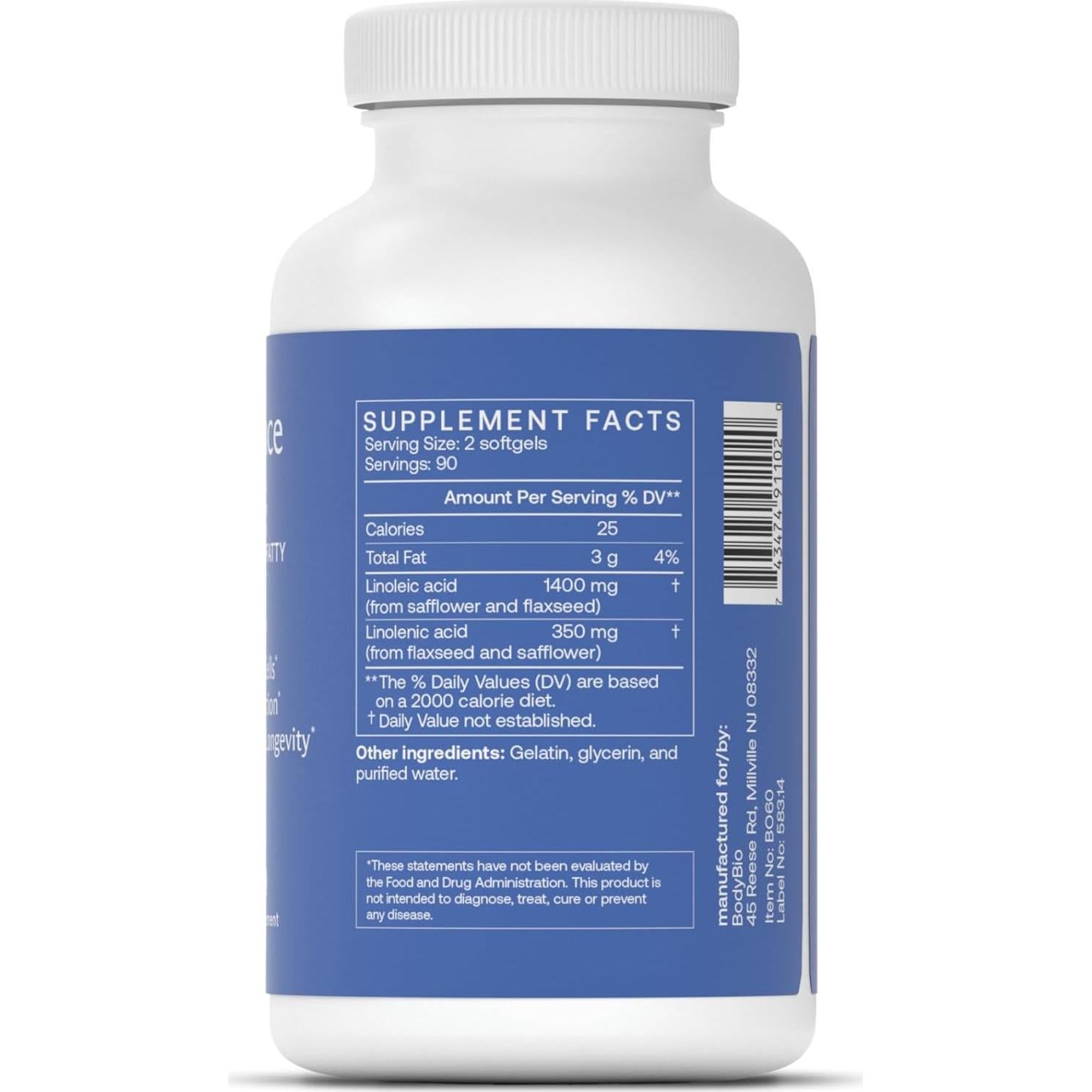 Aceite Balance BodyBio 180ml - Omega 3 y 6 Prensados en Frío