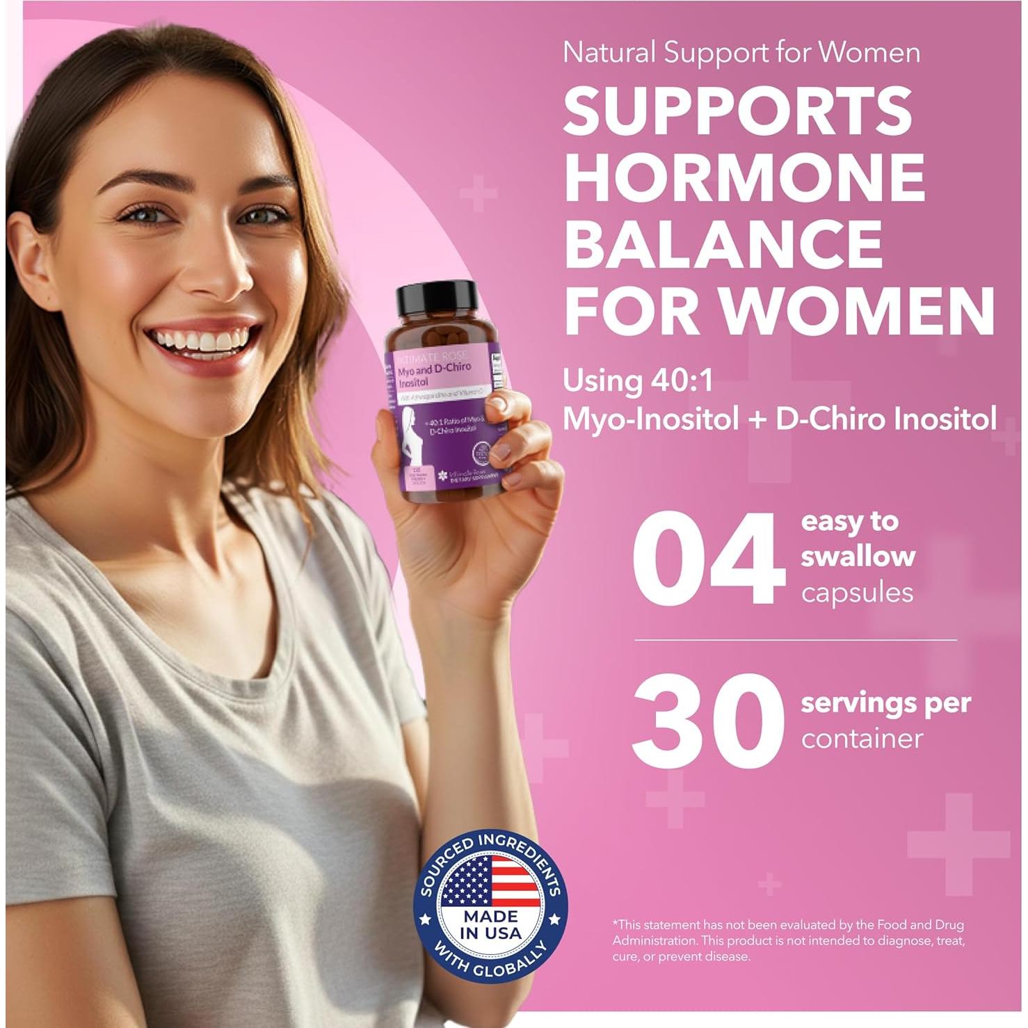 Suplemento de Inositol Intimate Rose 40:1 - 30 Cápsulas