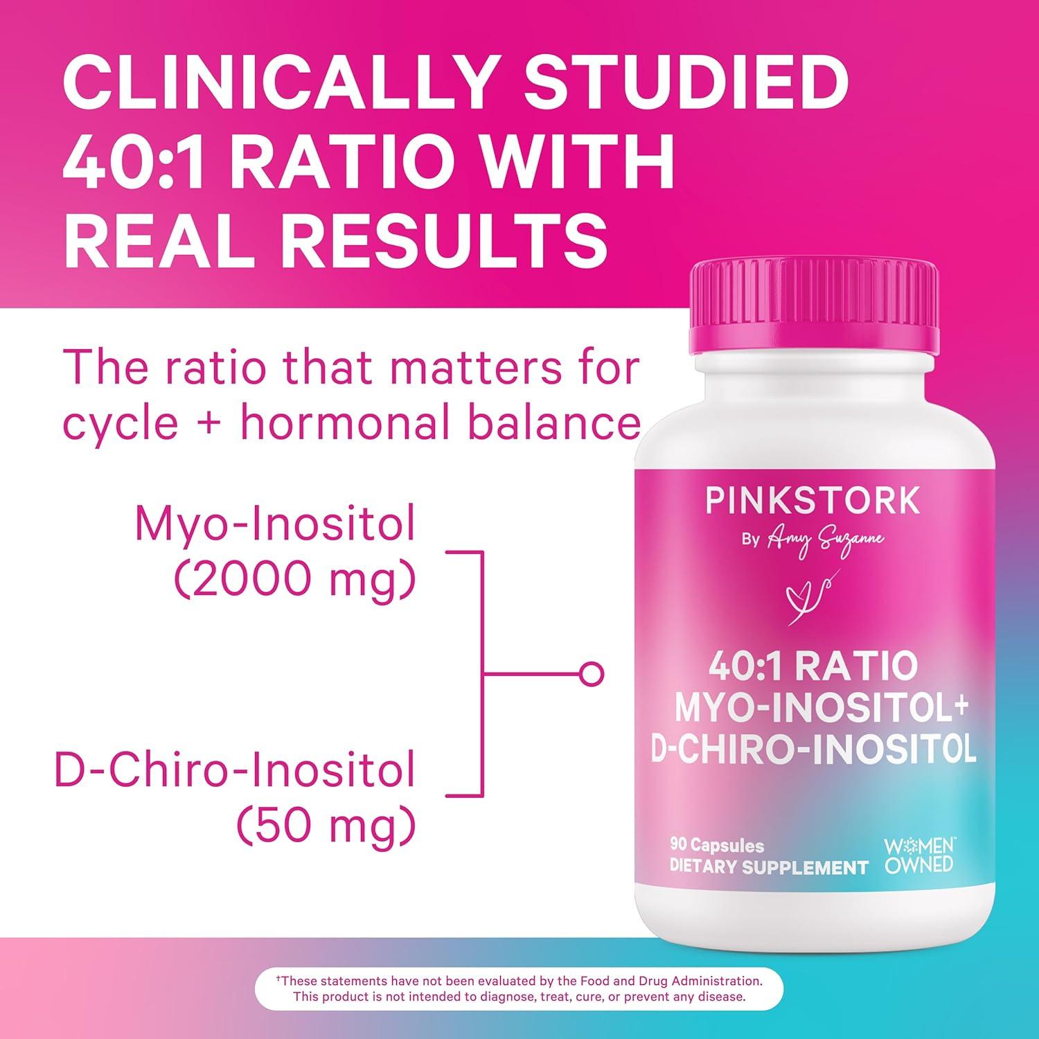 Suplemento de Inositol Pink Stork 40:1 - 90 Cápsulas