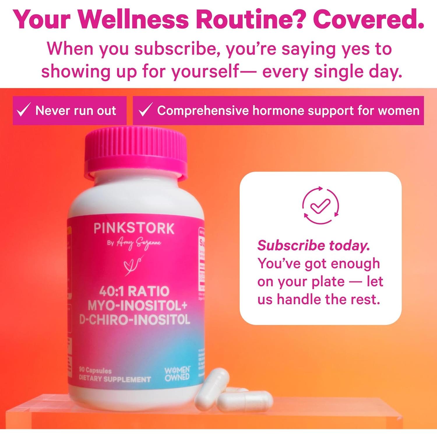 Suplemento de Inositol Pink Stork 40:1 - 90 Cápsulas