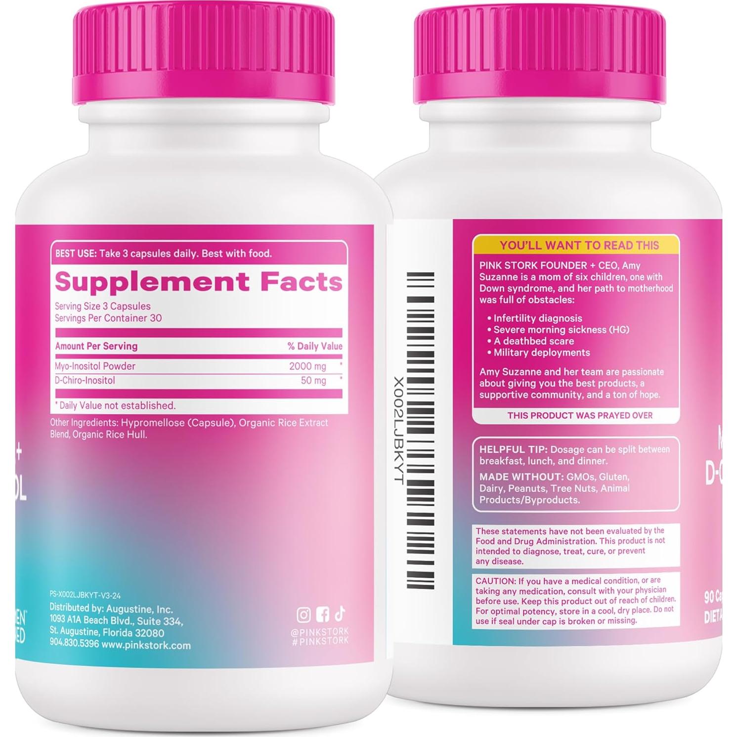 Suplemento de Inositol Pink Stork 40:1 - 90 Cápsulas