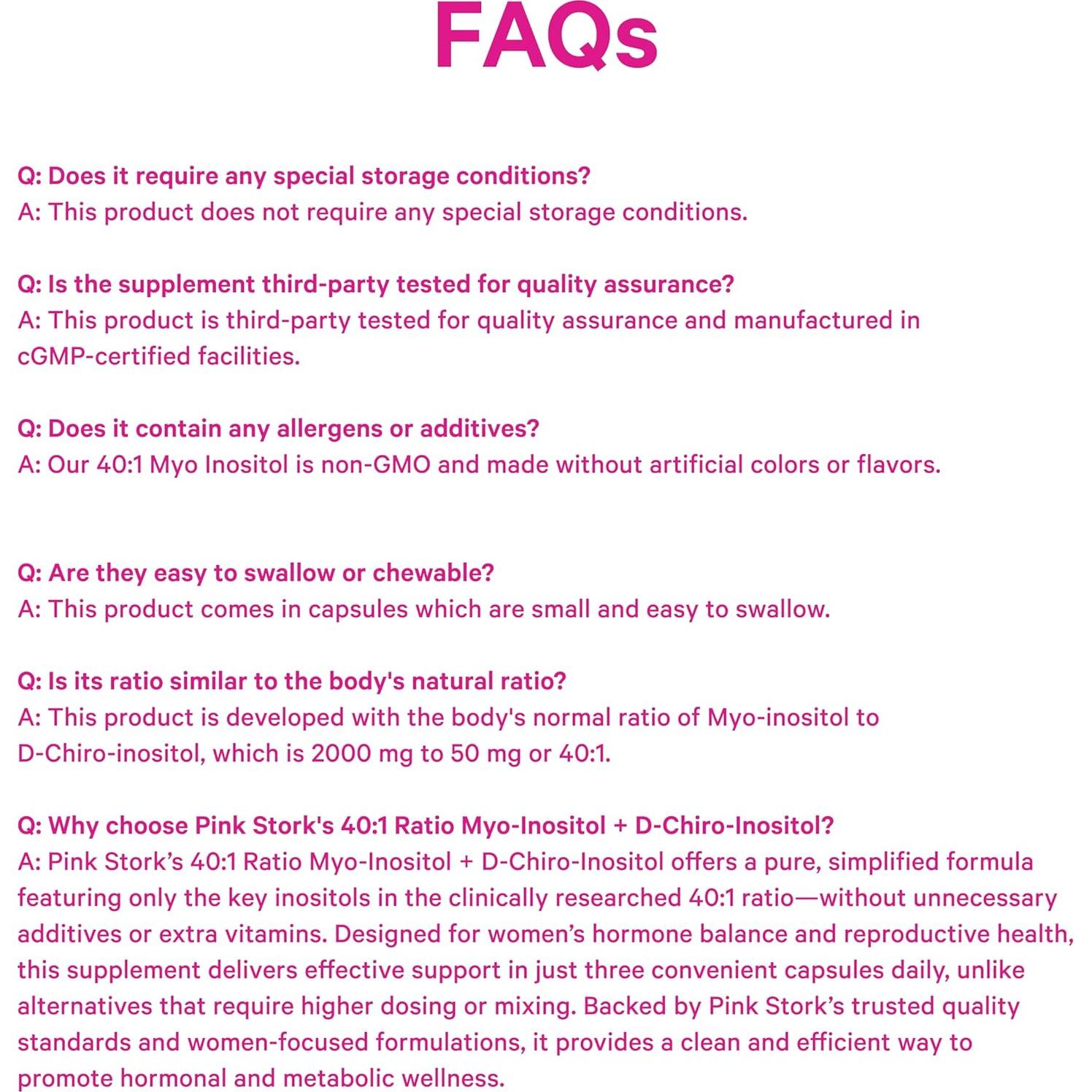 Suplemento de Inositol Pink Stork 40:1 - 90 Cápsulas