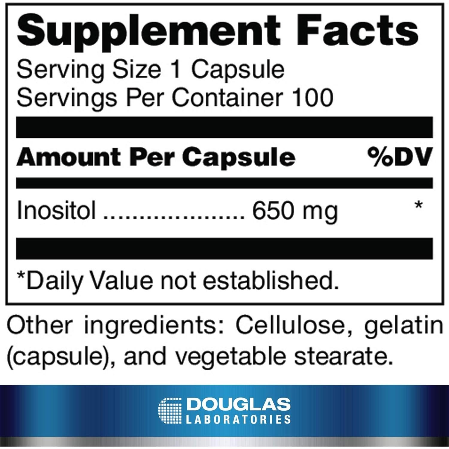 Inositol 650 mg Douglas Laboratories | 100 Cápsulas Salud Neurológica