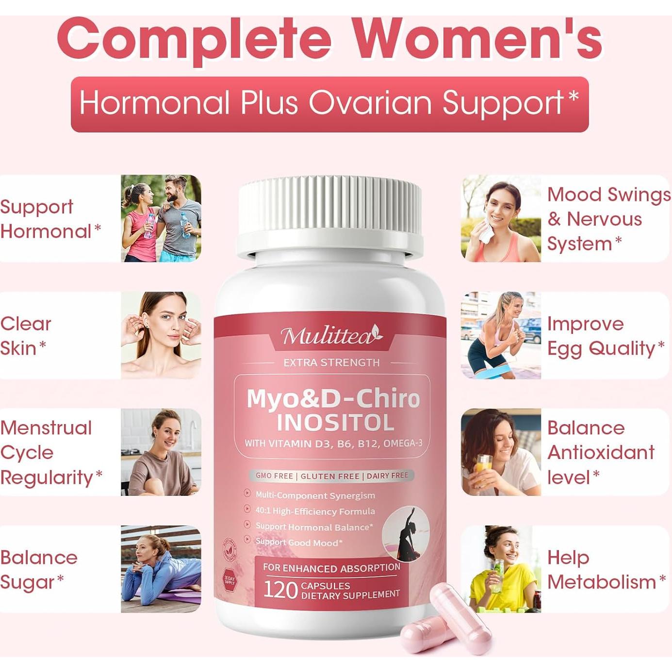 Suplemento Vegano de Inositol MULITTEA 120 Cápsulas 14 en 1