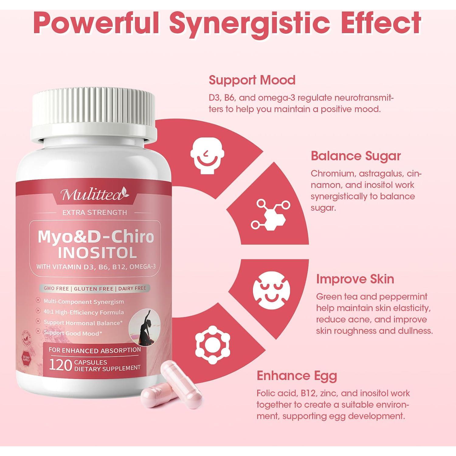 Suplemento Vegano de Inositol MULITTEA 120 Cápsulas 14 en 1