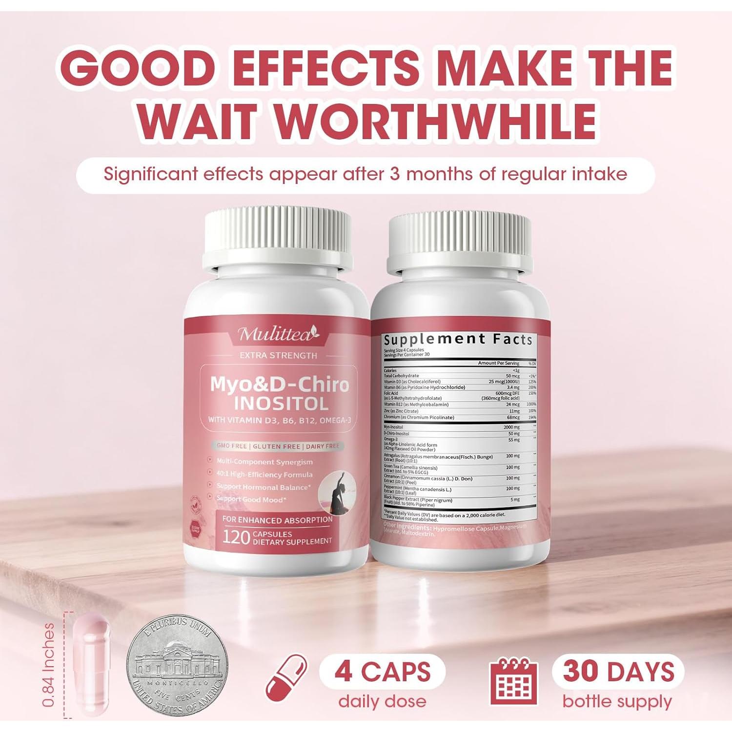 Suplemento Vegano de Inositol MULITTEA 120 Cápsulas 14 en 1