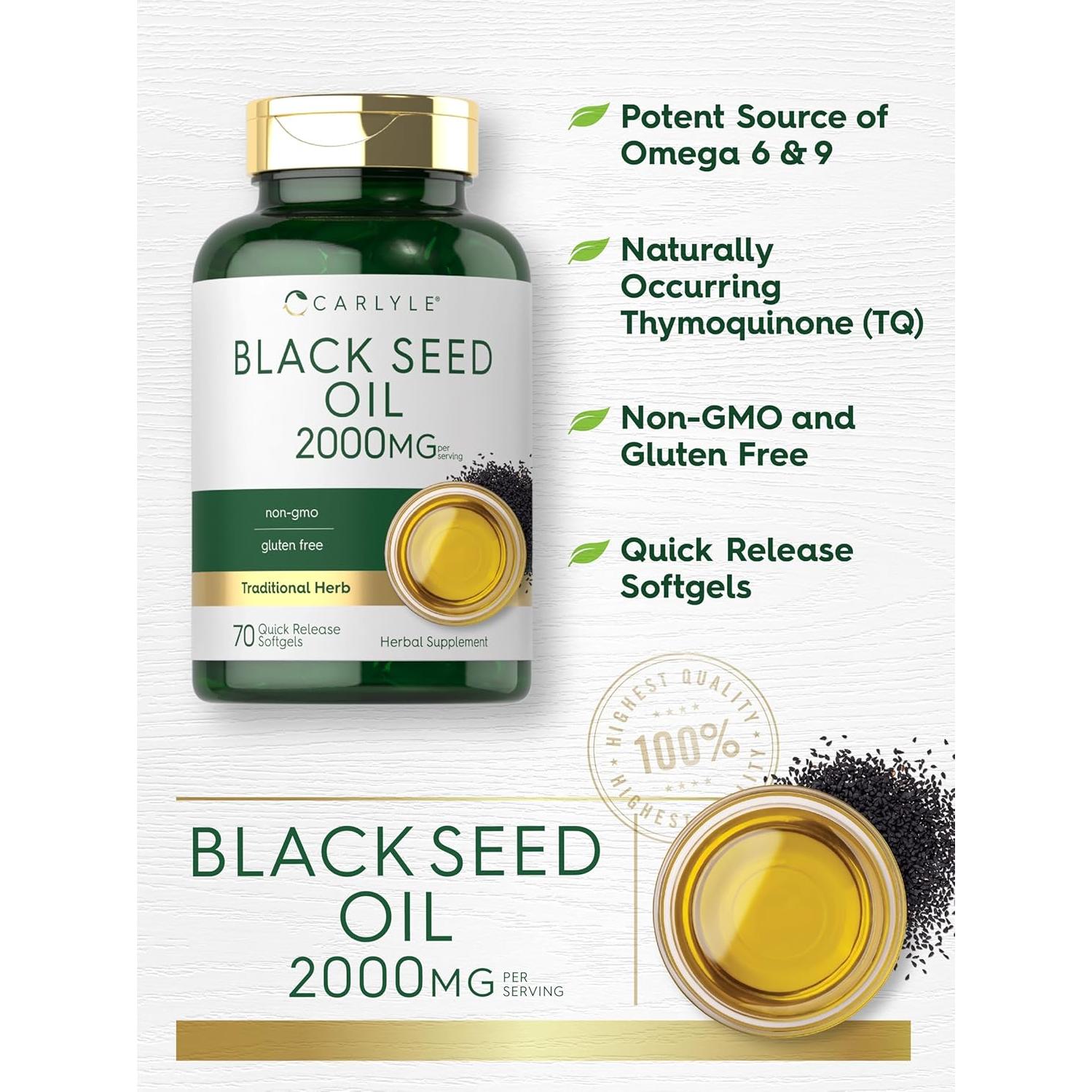 Cápsulas de Gel Blando Carlyle Aceite de Semilla Negra 2000mg