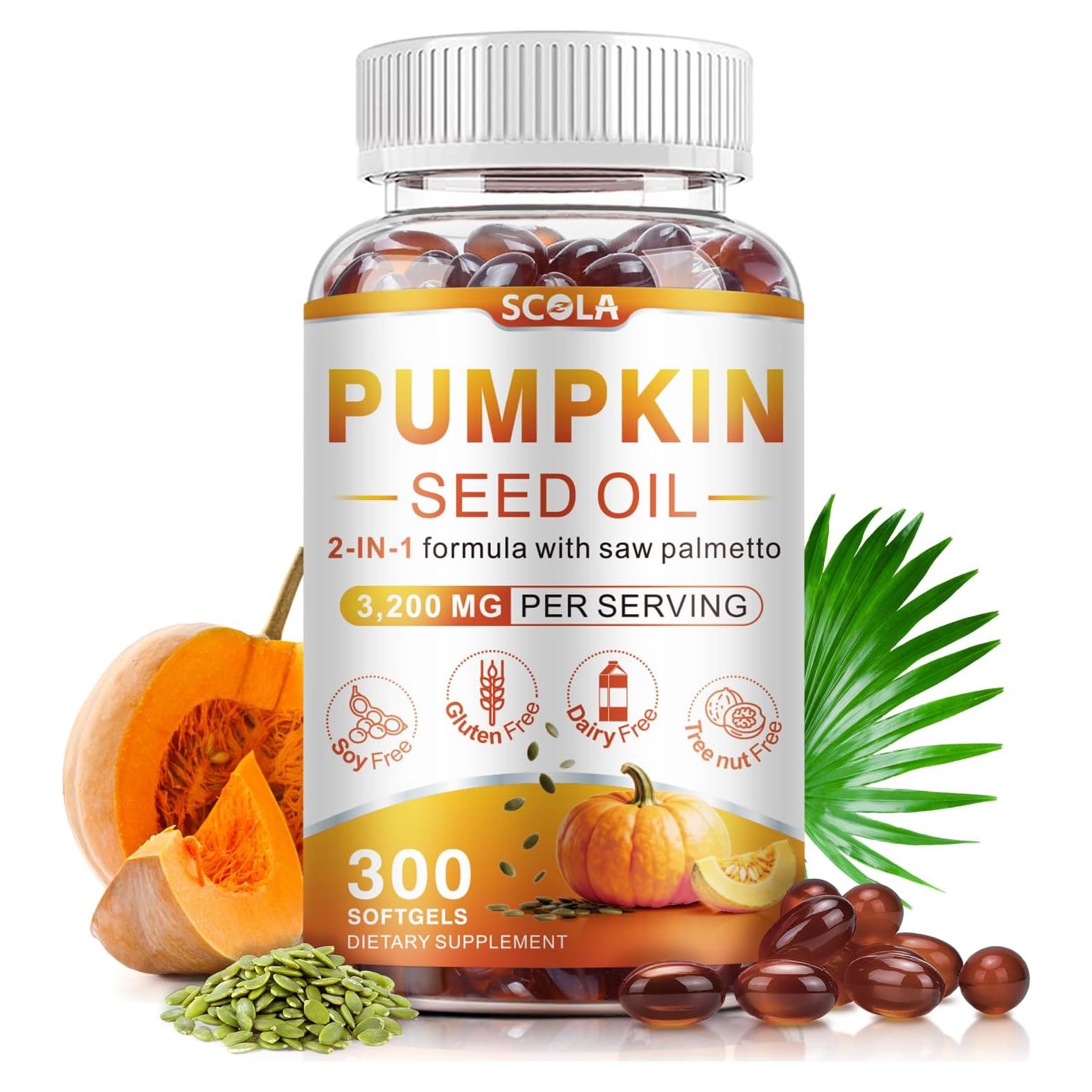 Cápsulas de Aceite de Semilla de Calabaza SCOLA 3200mg 300 Gelatinas