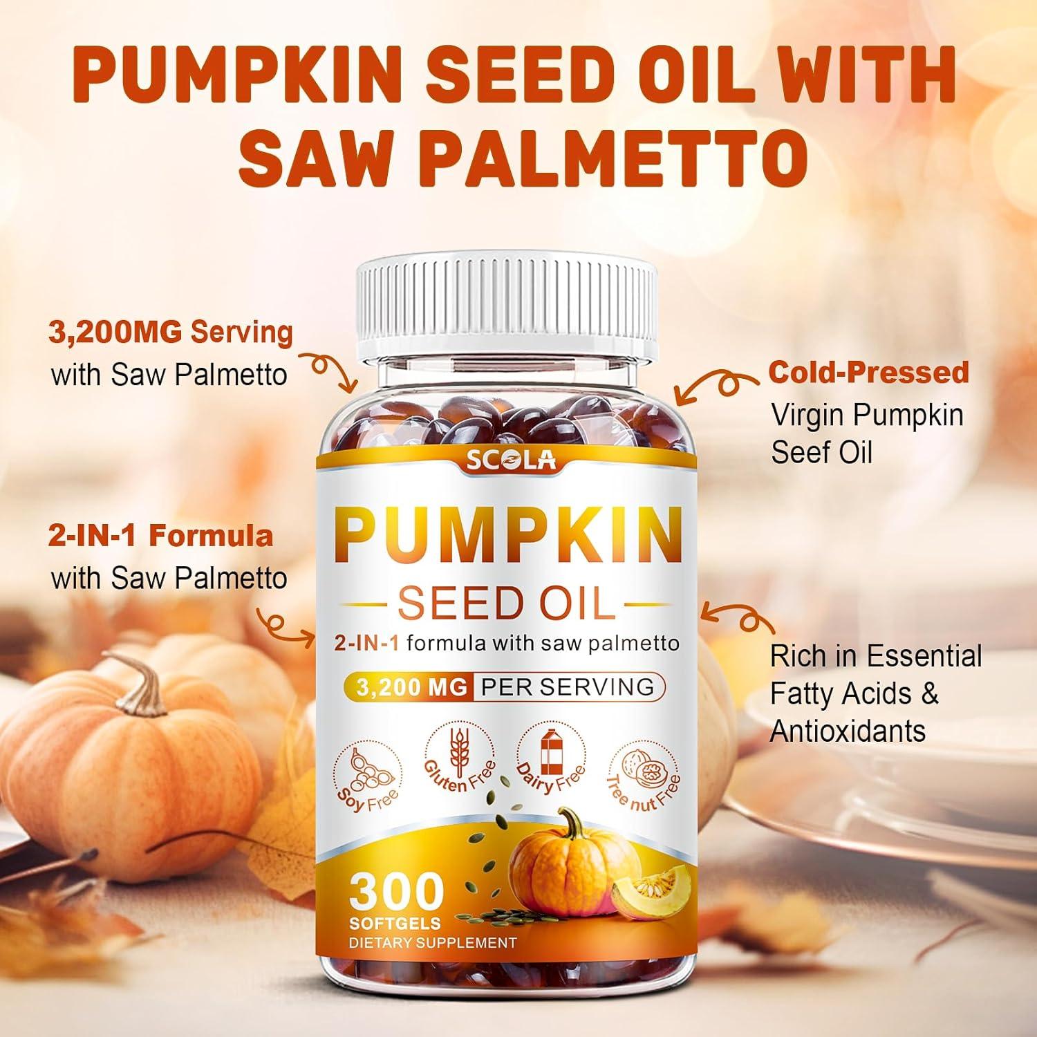 Cápsulas de Aceite de Semilla de Calabaza SCOLA 3200mg 300 Gelatinas