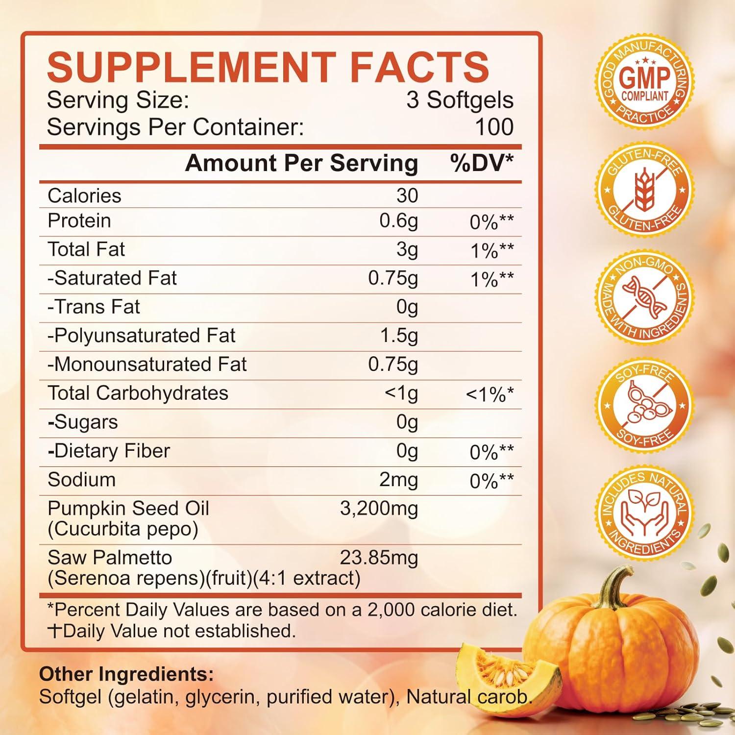 Cápsulas de Aceite de Semilla de Calabaza SCOLA 3200mg 300 Gelatinas