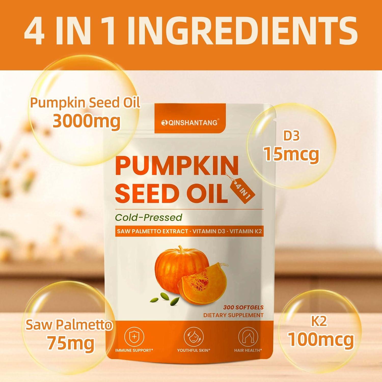 Aceite de Semilla de Calabaza QIN SHAN TANG 3000 mg 300 Cápsulas