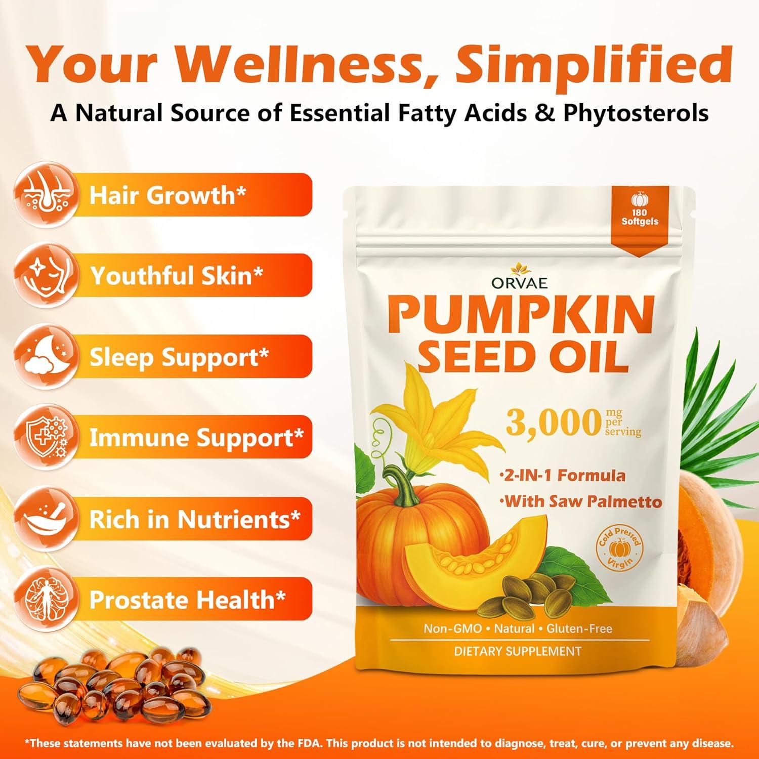 Aceite de Semilla de Calabaza 3000mg ORVAE Gelatinas Blandas