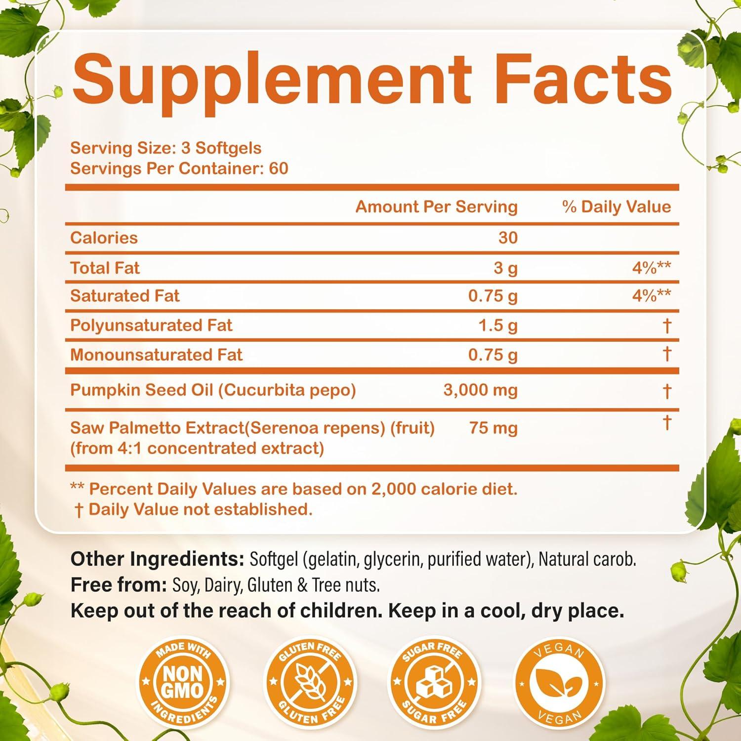 Aceite de Semilla de Calabaza 3000mg ORVAE Gelatinas Blandas