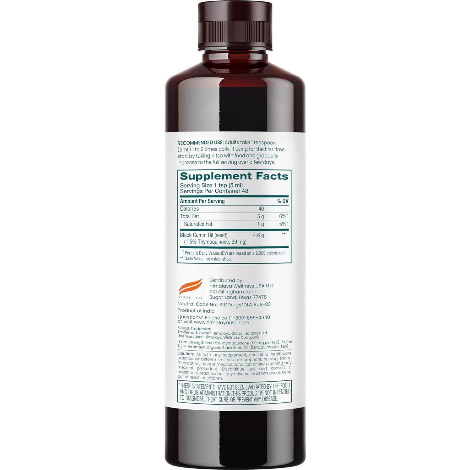 Aceite de Semilla Negra Himalaya 227 g, 1.5% Timoquinona