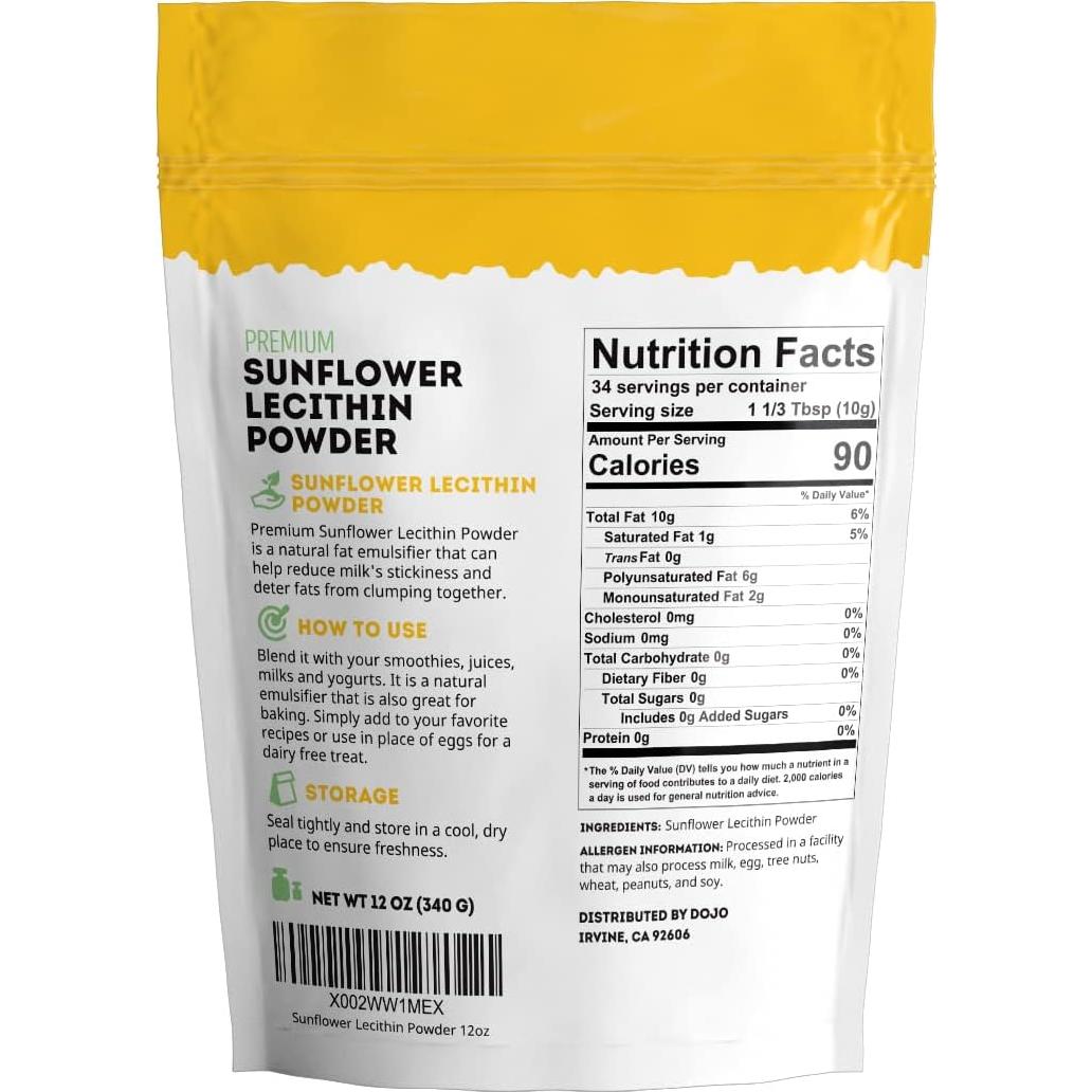 Polvo de Lecitina de Girasol Kate Naturals 340g - No OGM