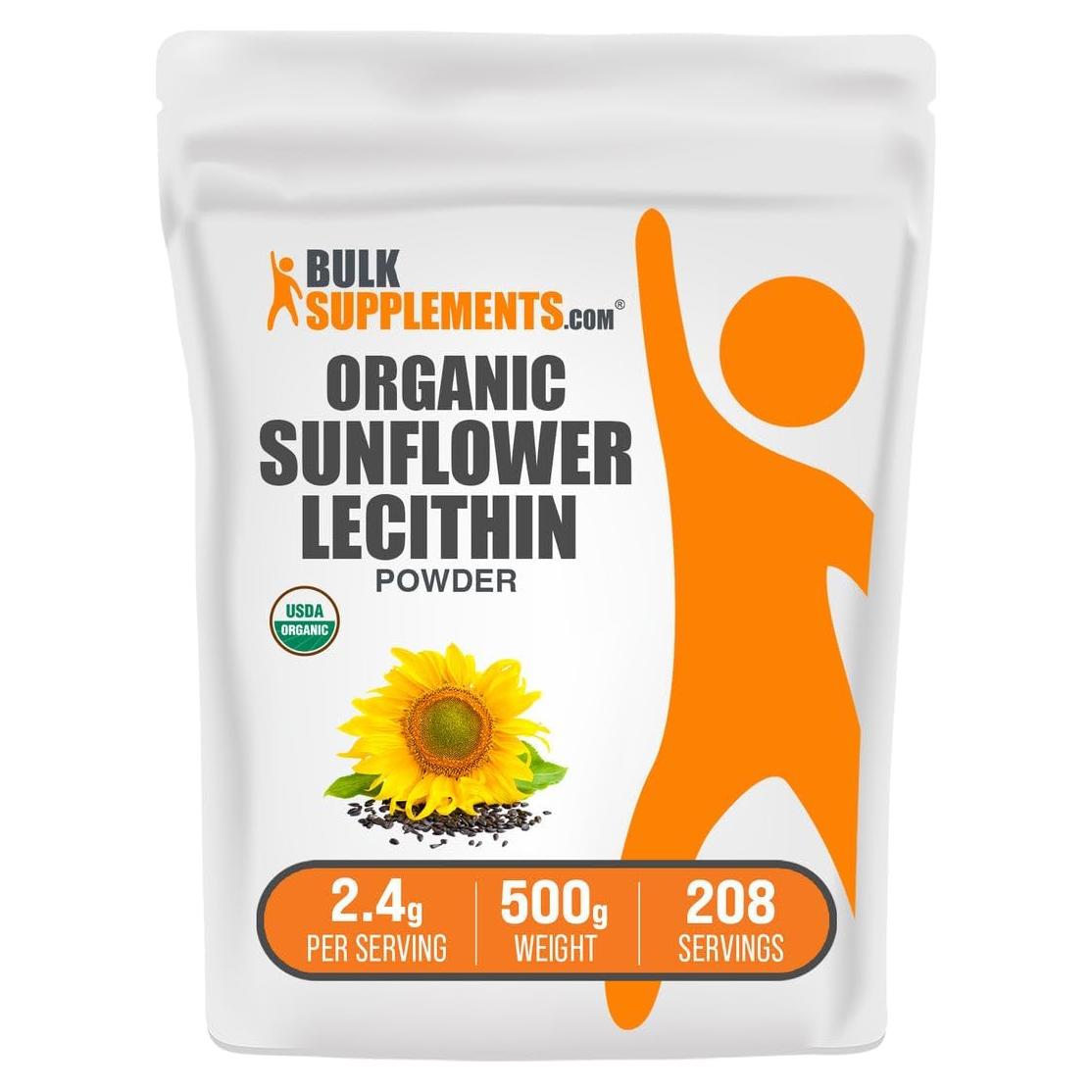 Polvo de Lecitina de Girasol Orgánica BulkSupplements 500g