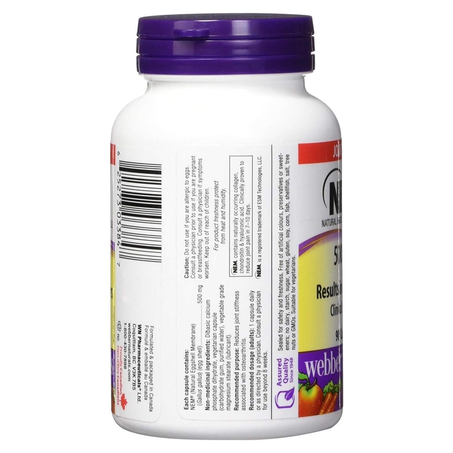 Suplemento NEM Membrana de Cáscara de Huevo 90 Cápsulas